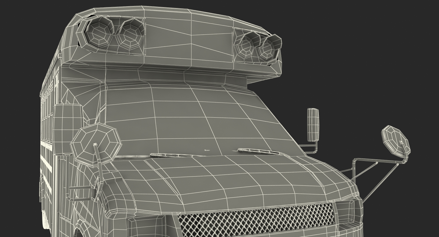 Small School Bus Simple Interior 3D