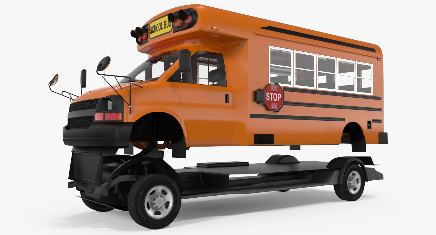 Small School Bus Simple Interior 3D