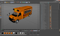 Small School Bus Simple Interior 3D