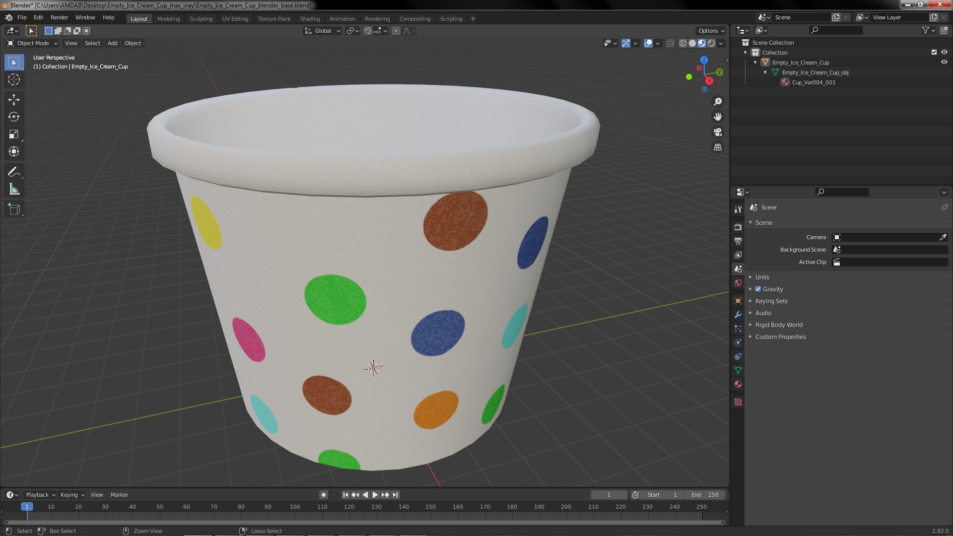 Empty Ice Cream Cup 3D model