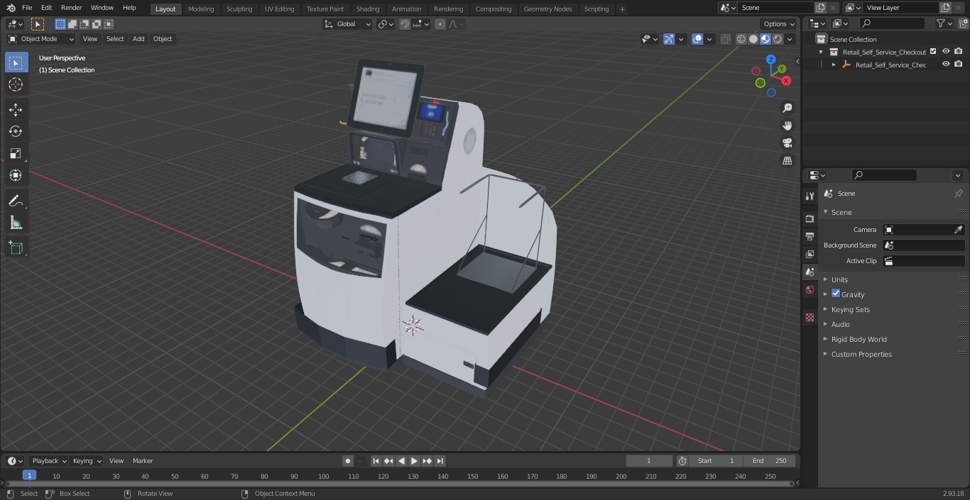 Retail Self Service Checkout Kiosk 3D model