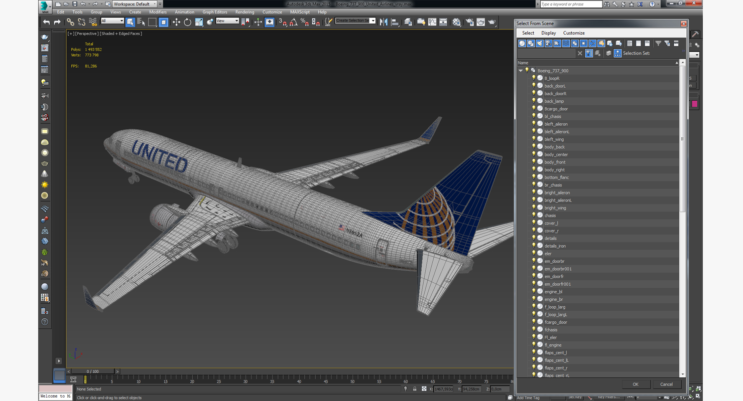 3D model Boeing 737 900 United Airlines
