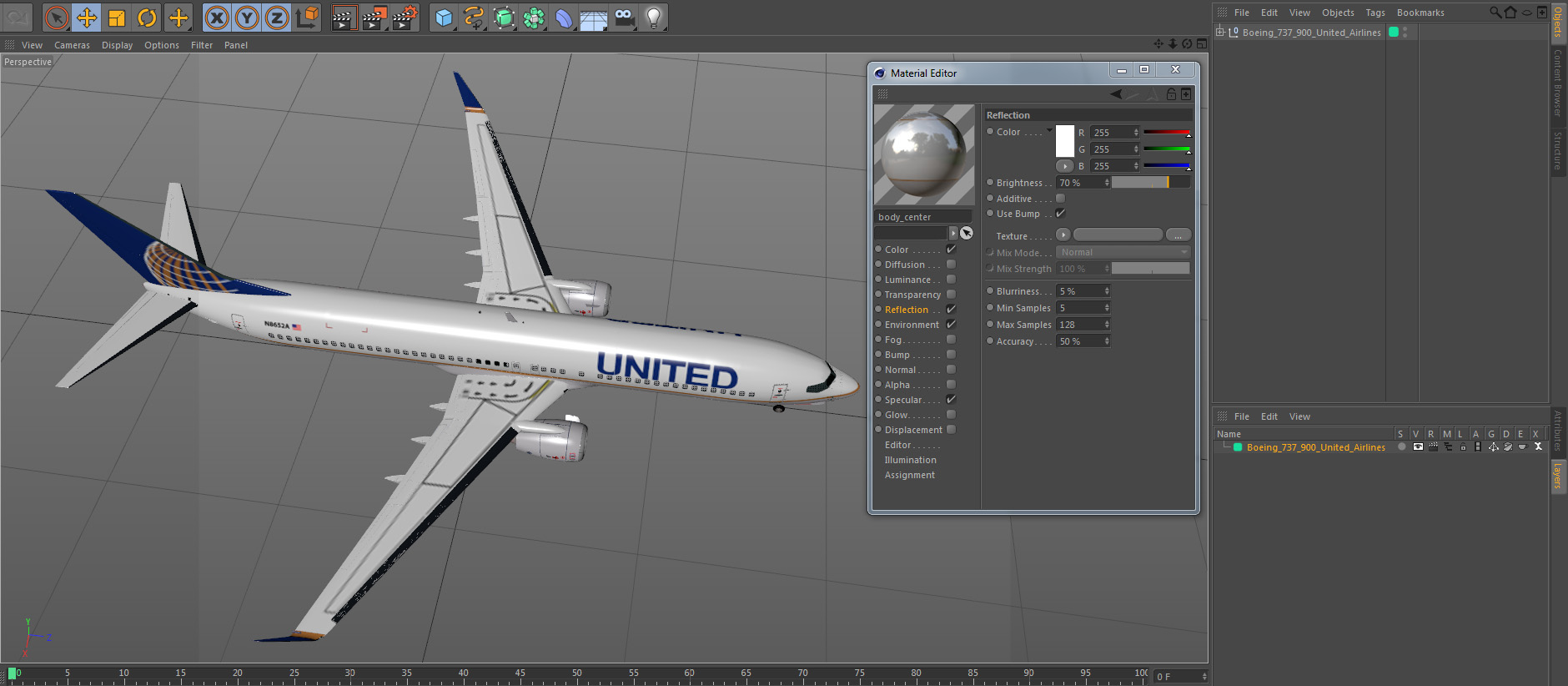 3D model Boeing 737 900 United Airlines