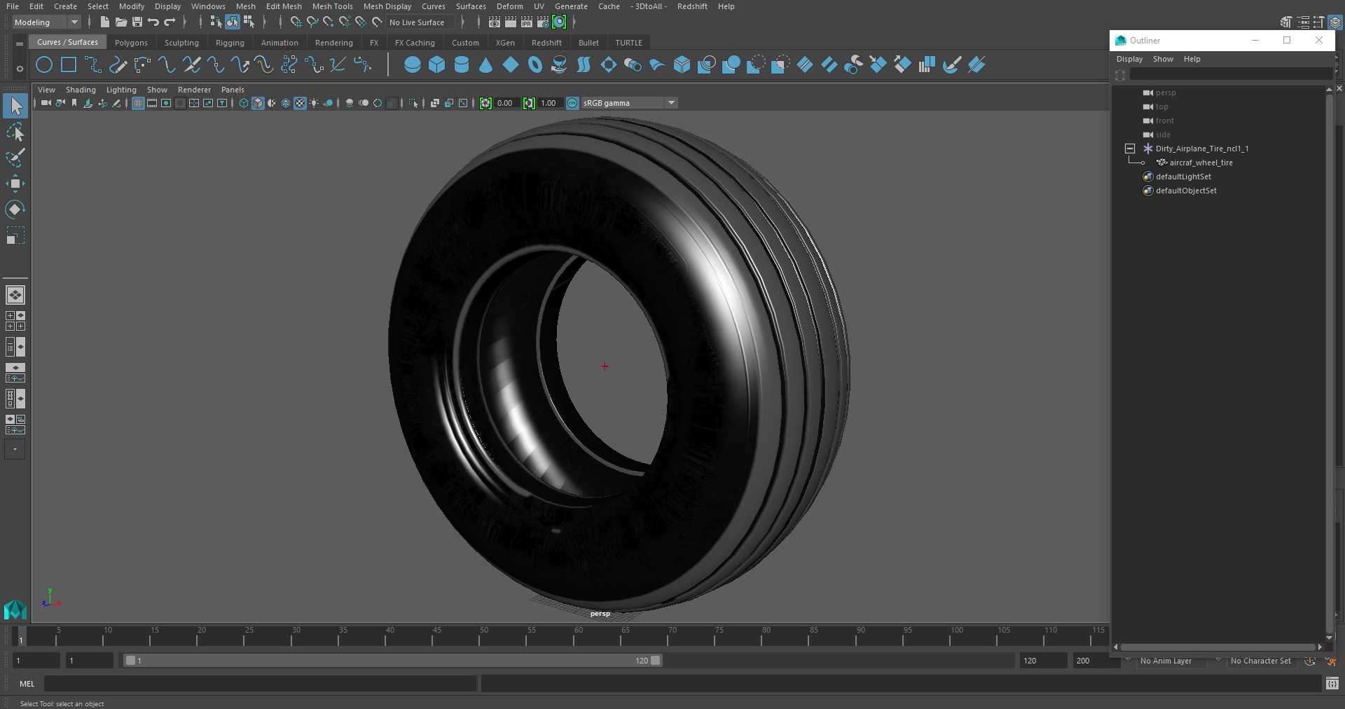 Dirty Airplane Tire 3D model