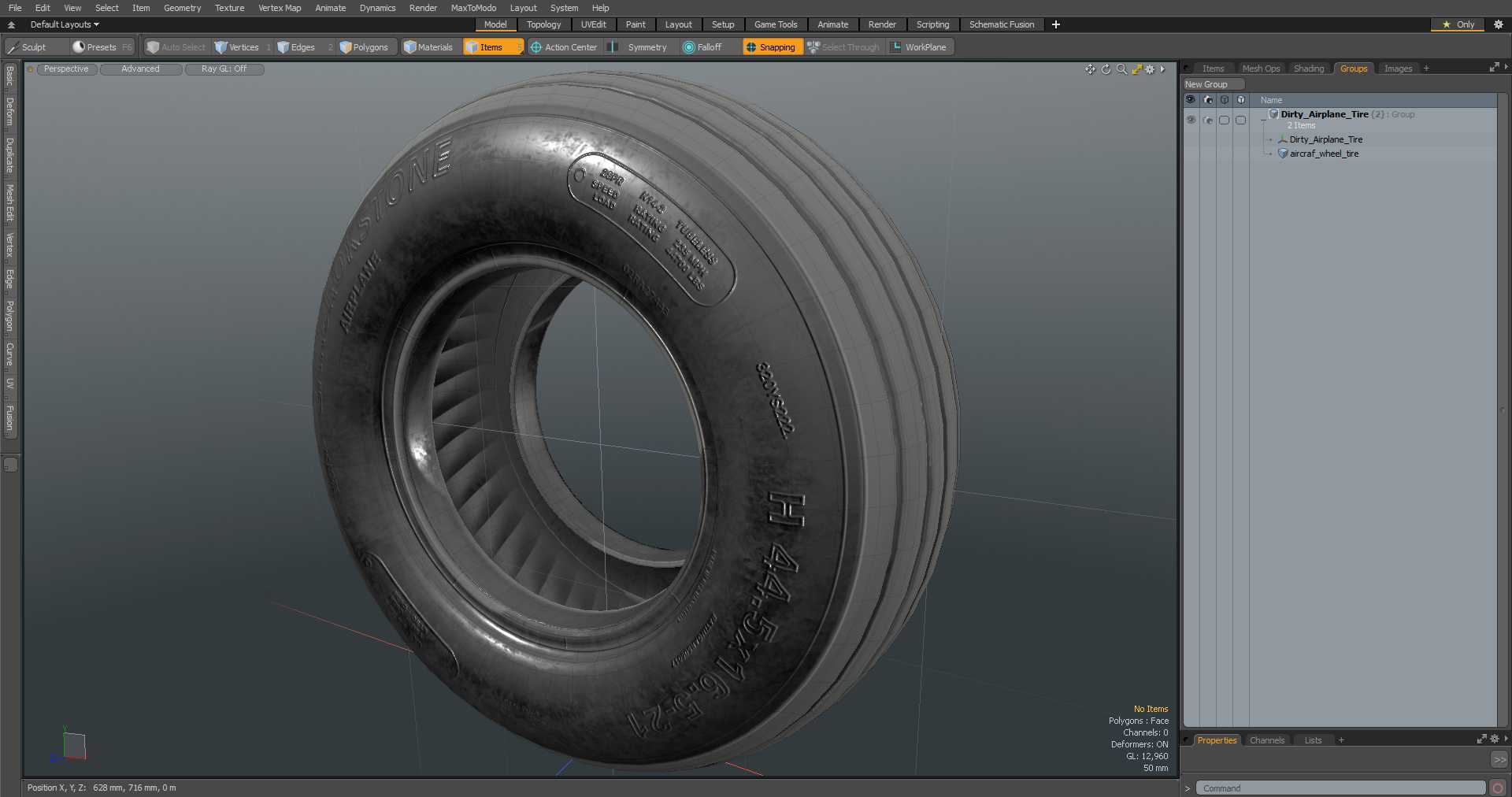 Dirty Airplane Tire 3D model