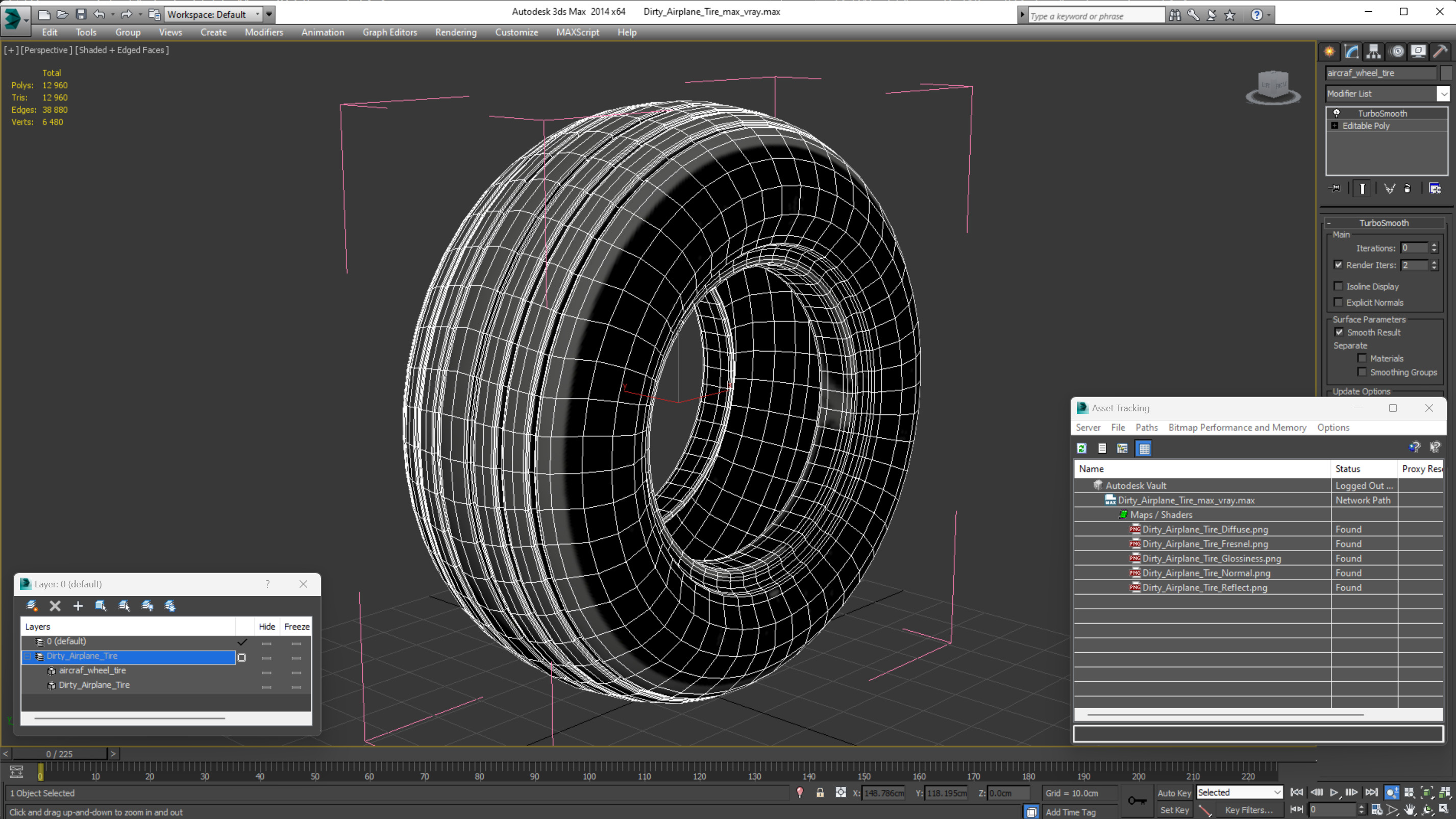 Dirty Airplane Tire 3D model