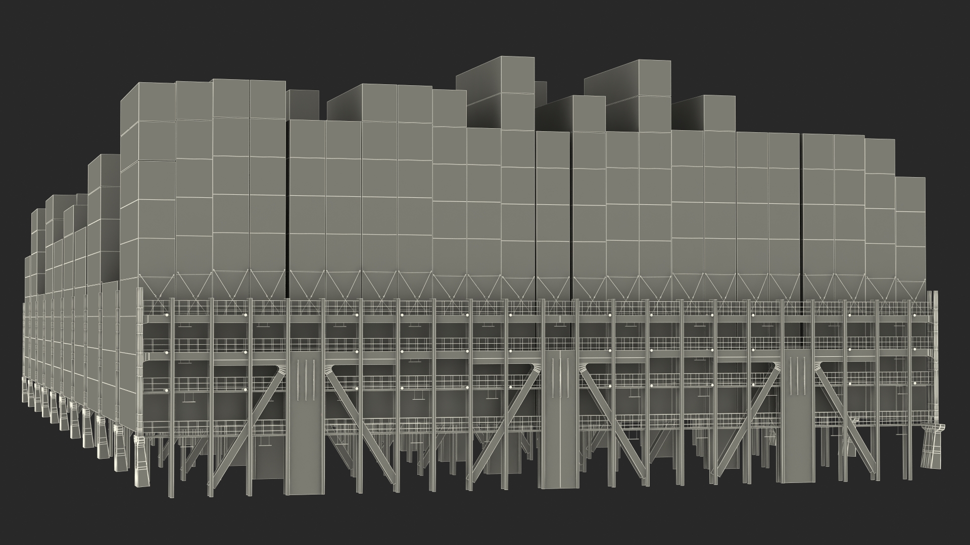 3D Cargo Shipping Containers Stacked model