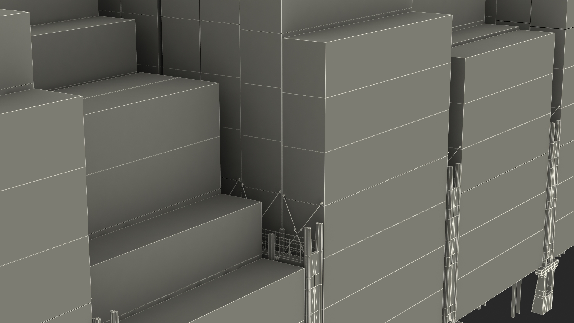 3D Cargo Shipping Containers Stacked model