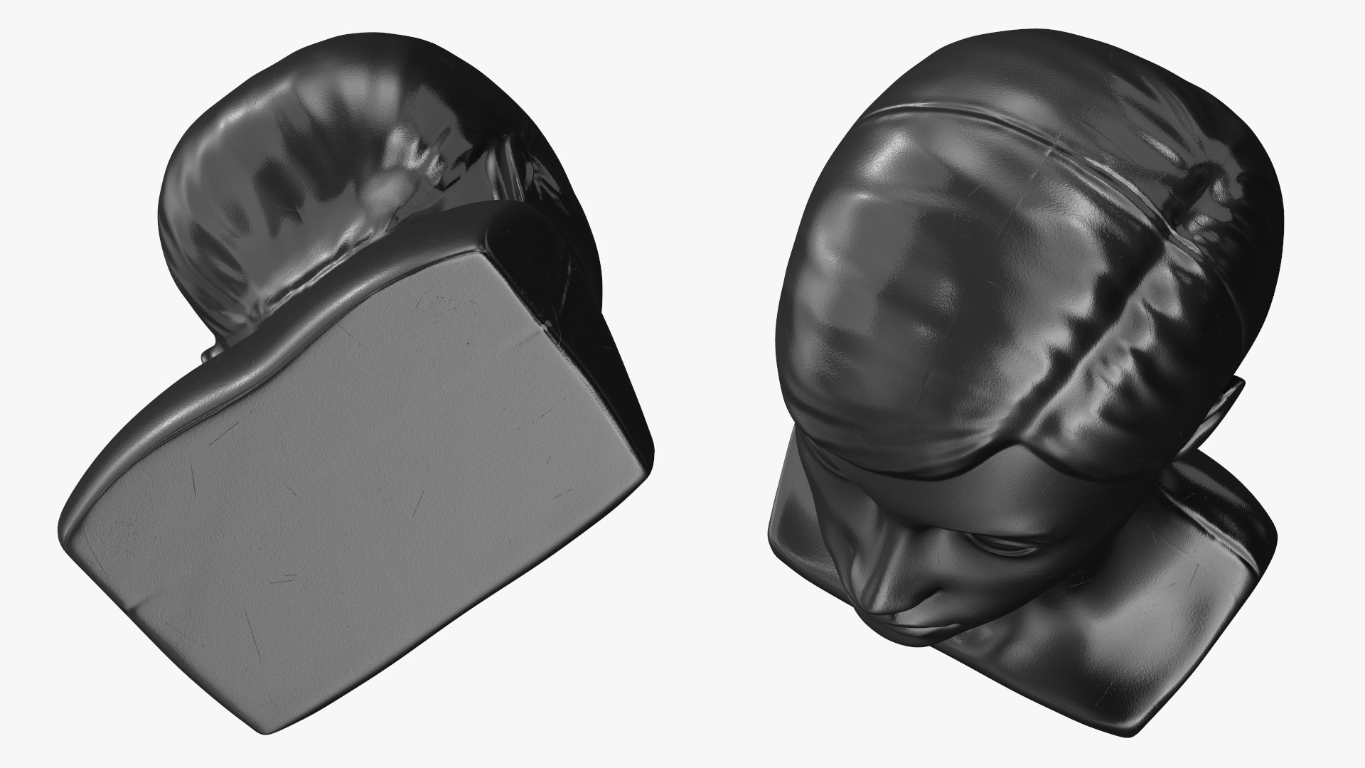 3D Woman Mannequin Head with Hair Black
