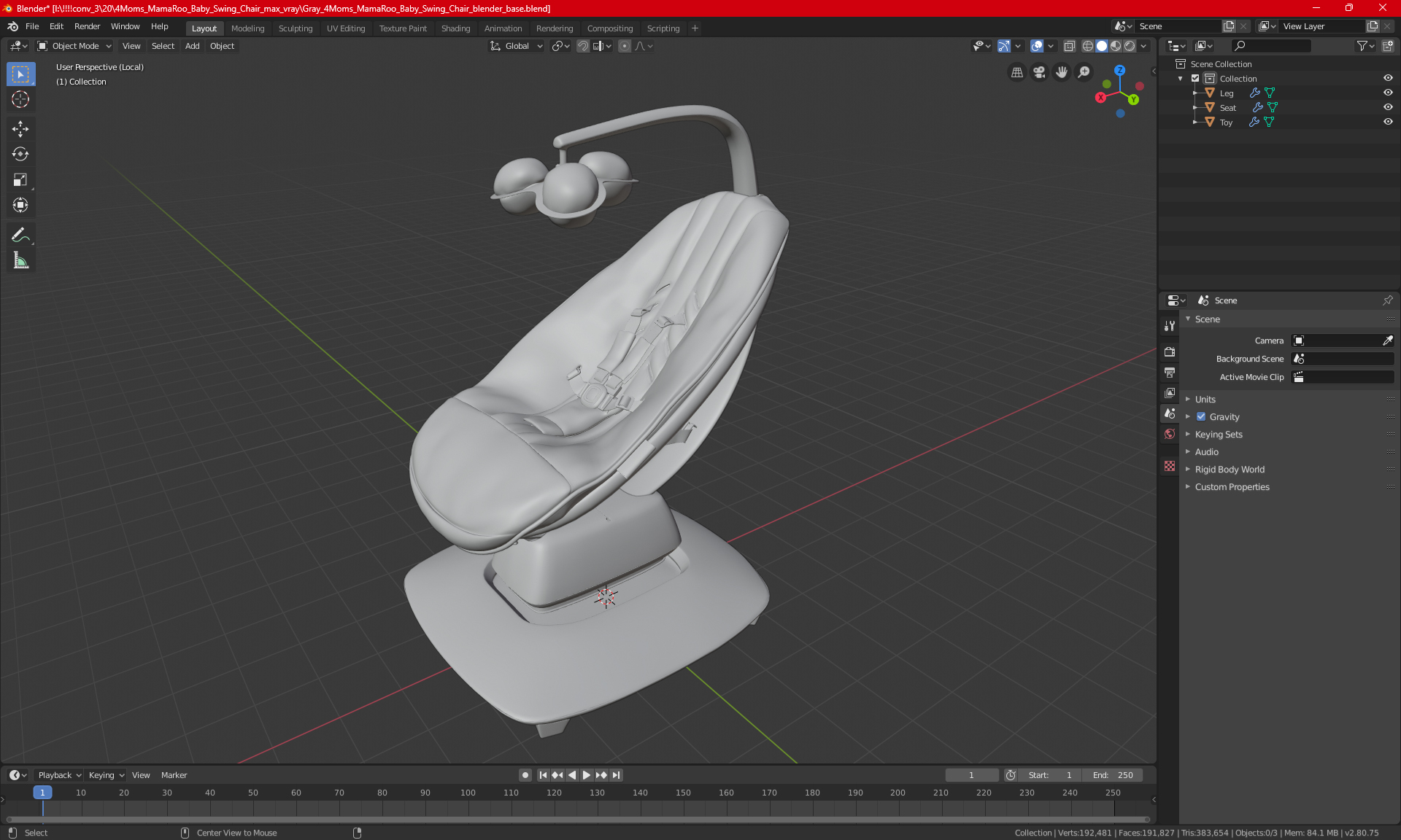 3D model 4Moms MamaRoo Baby Swing White