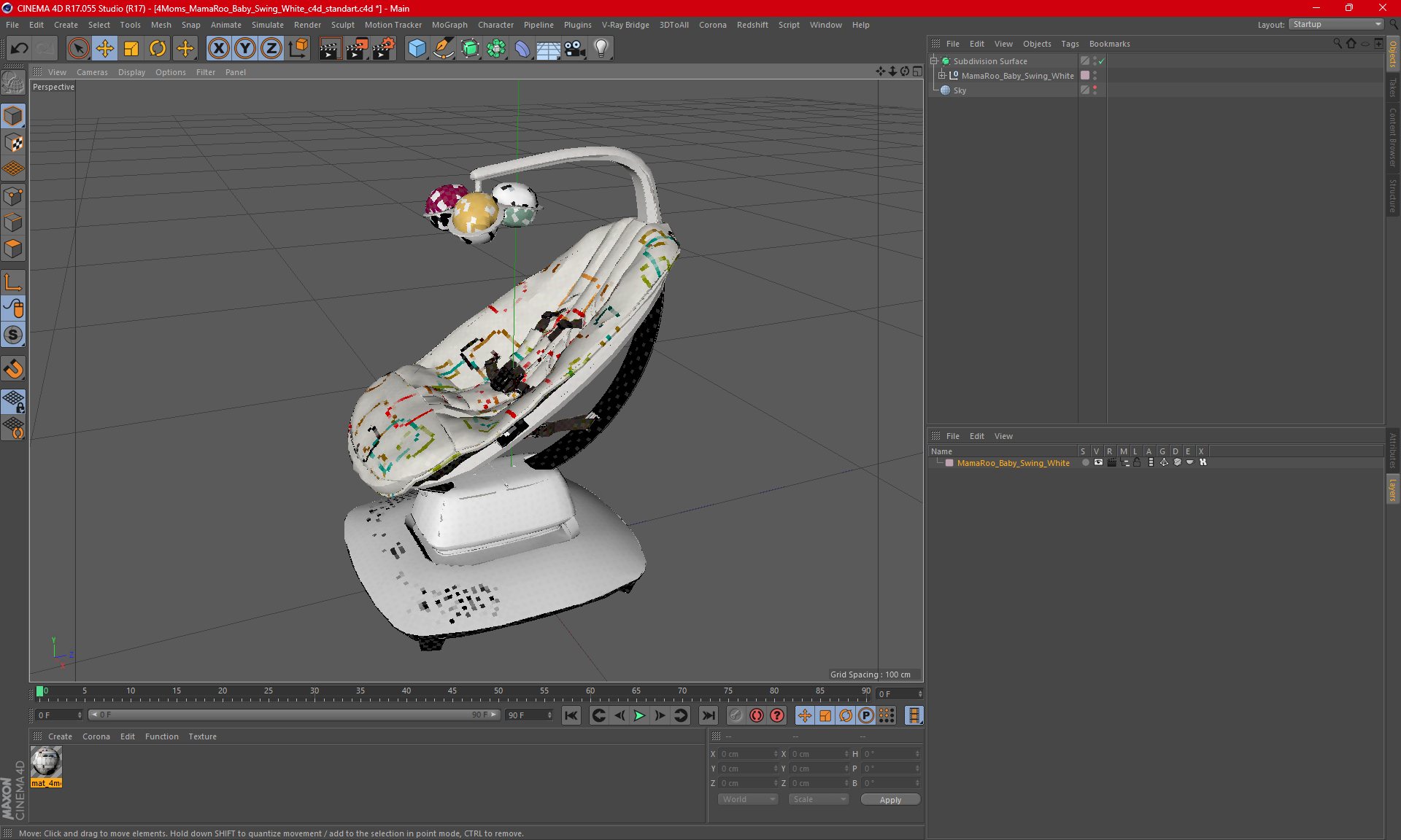 3D model 4Moms MamaRoo Baby Swing White