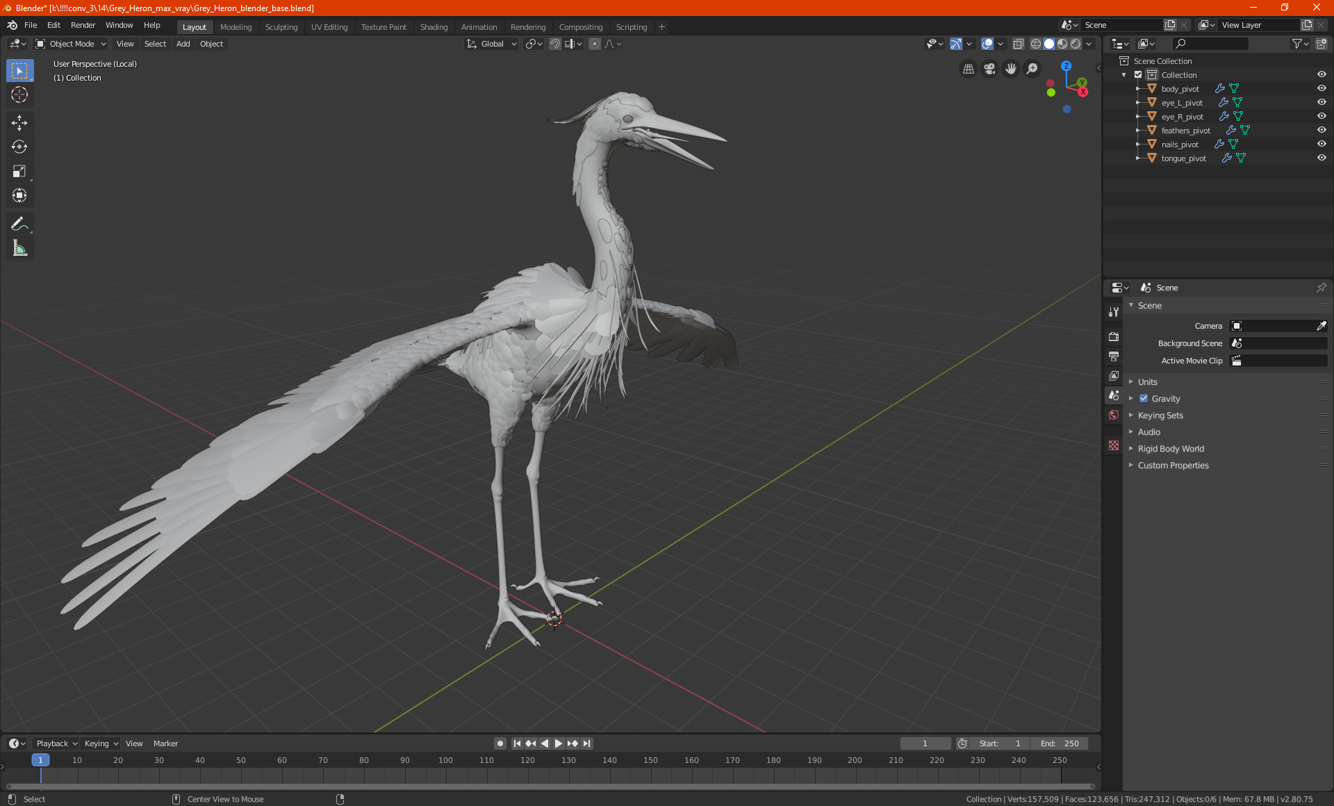 3D model Grey Heron