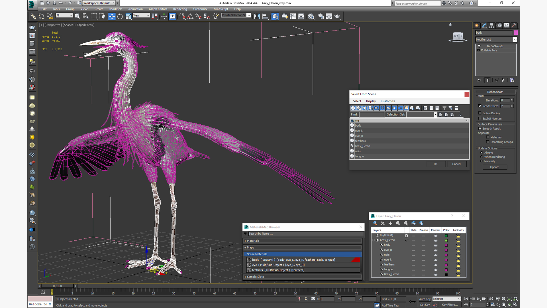 3D model Grey Heron