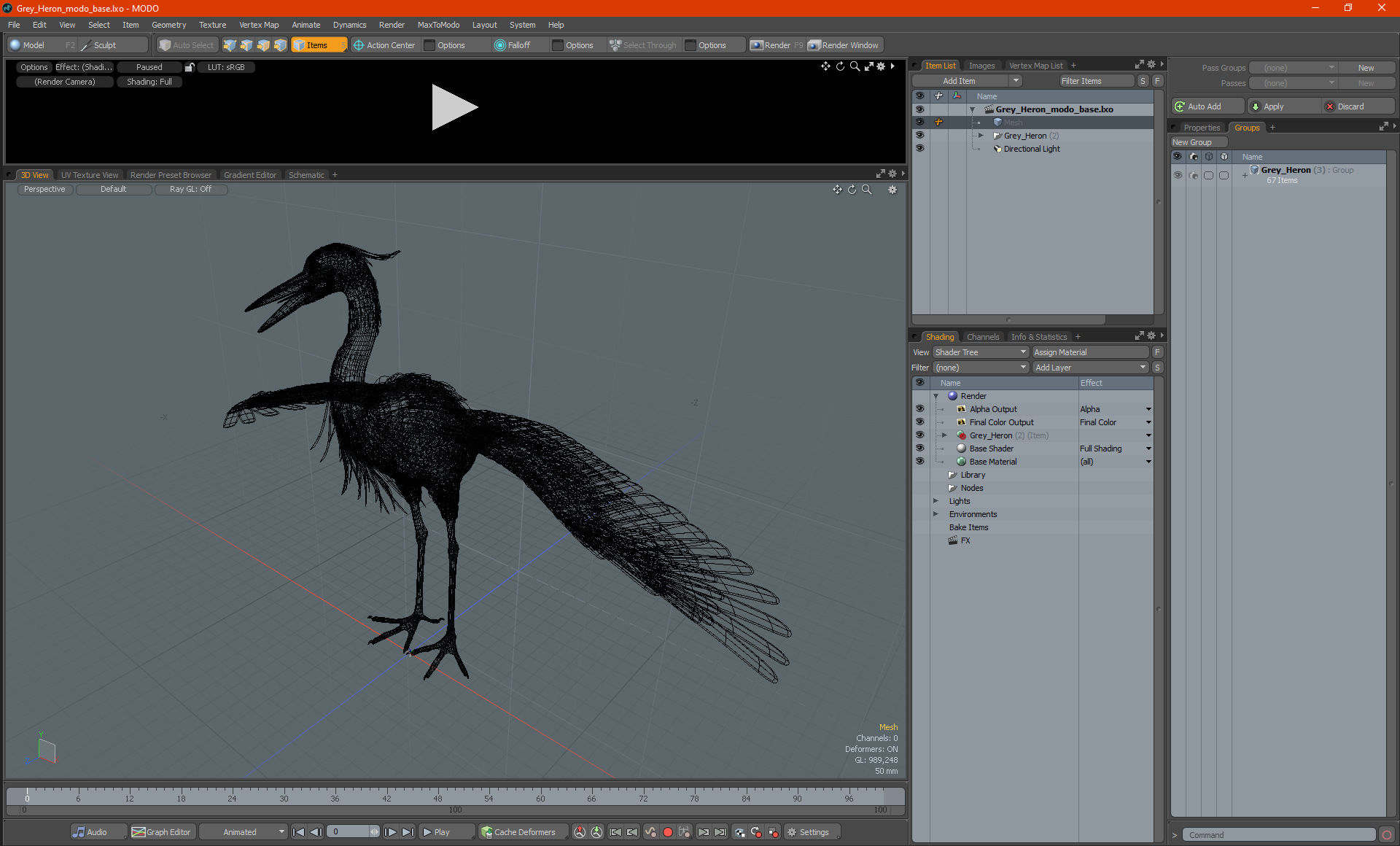 3D model Grey Heron