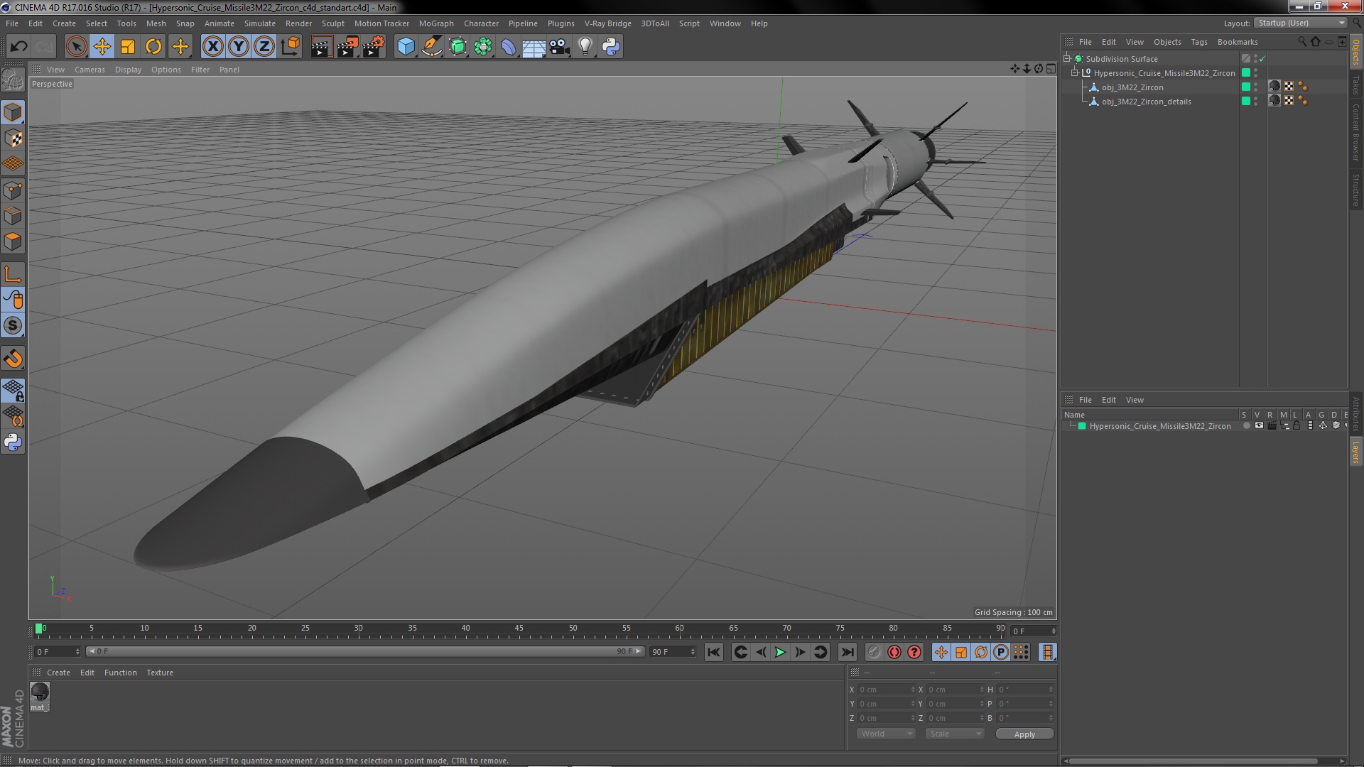3D Hypersonic Cruise Missile3M22 Zircon