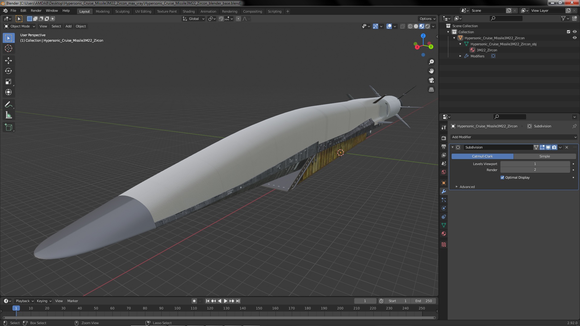 3D Hypersonic Cruise Missile3M22 Zircon