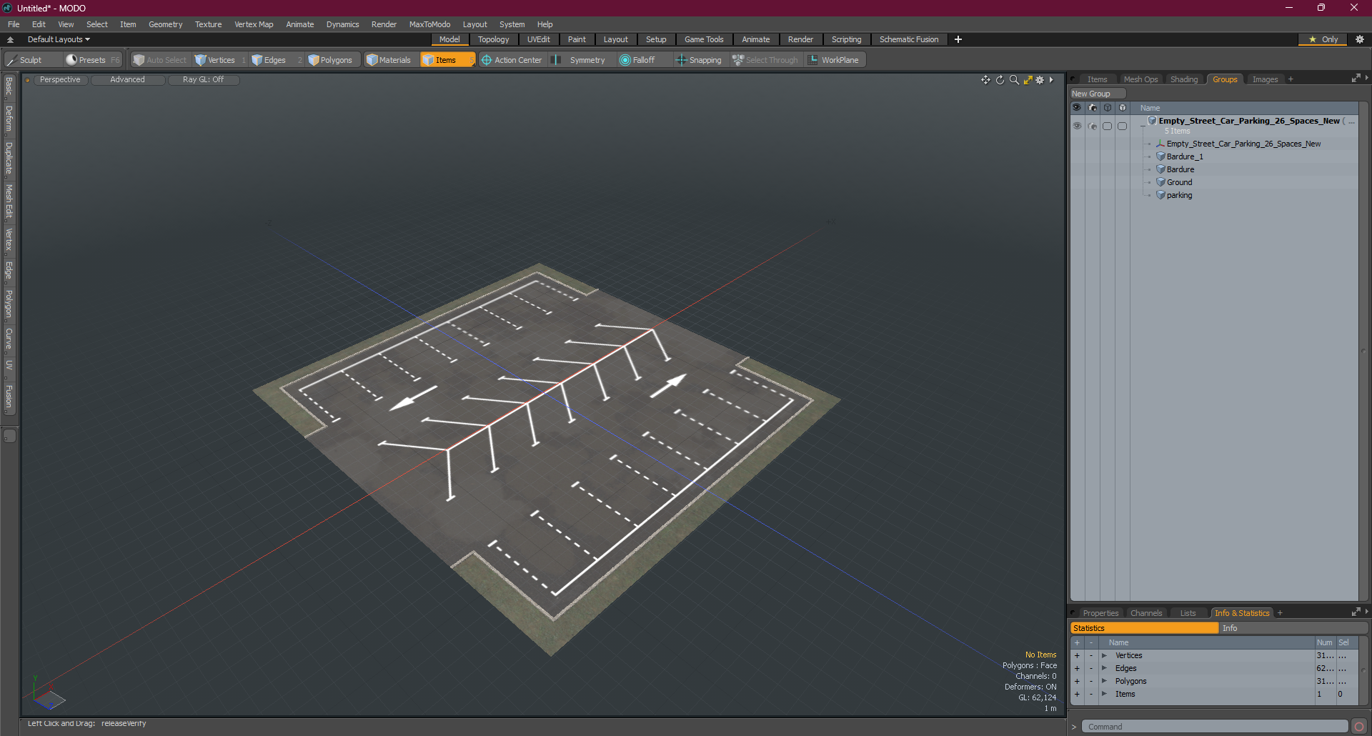 3D Empty Street Car Parking 26 Spaces New model