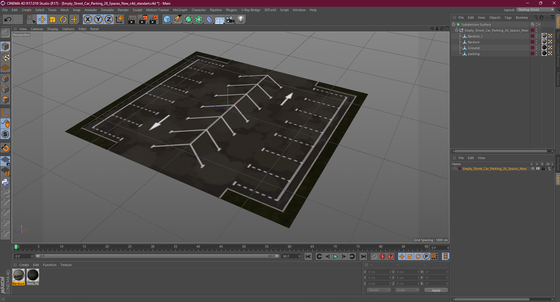 3D Empty Street Car Parking 26 Spaces New model