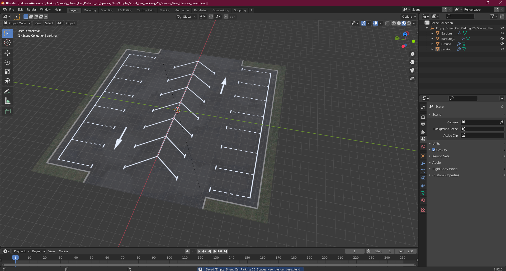 3D Empty Street Car Parking 26 Spaces New model