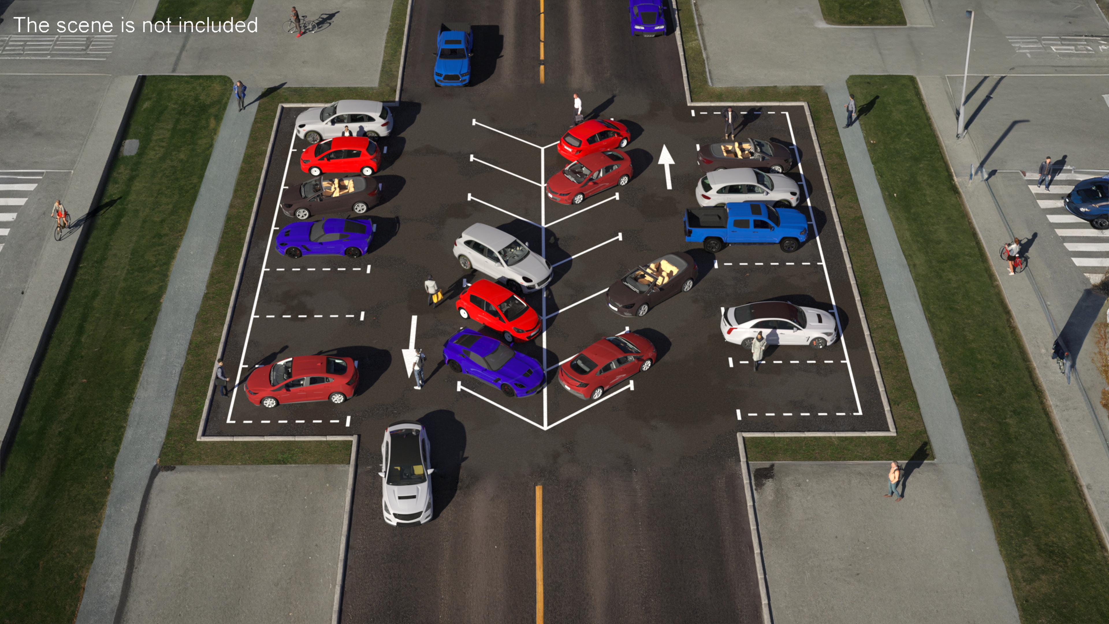 3D Empty Street Car Parking 26 Spaces New model