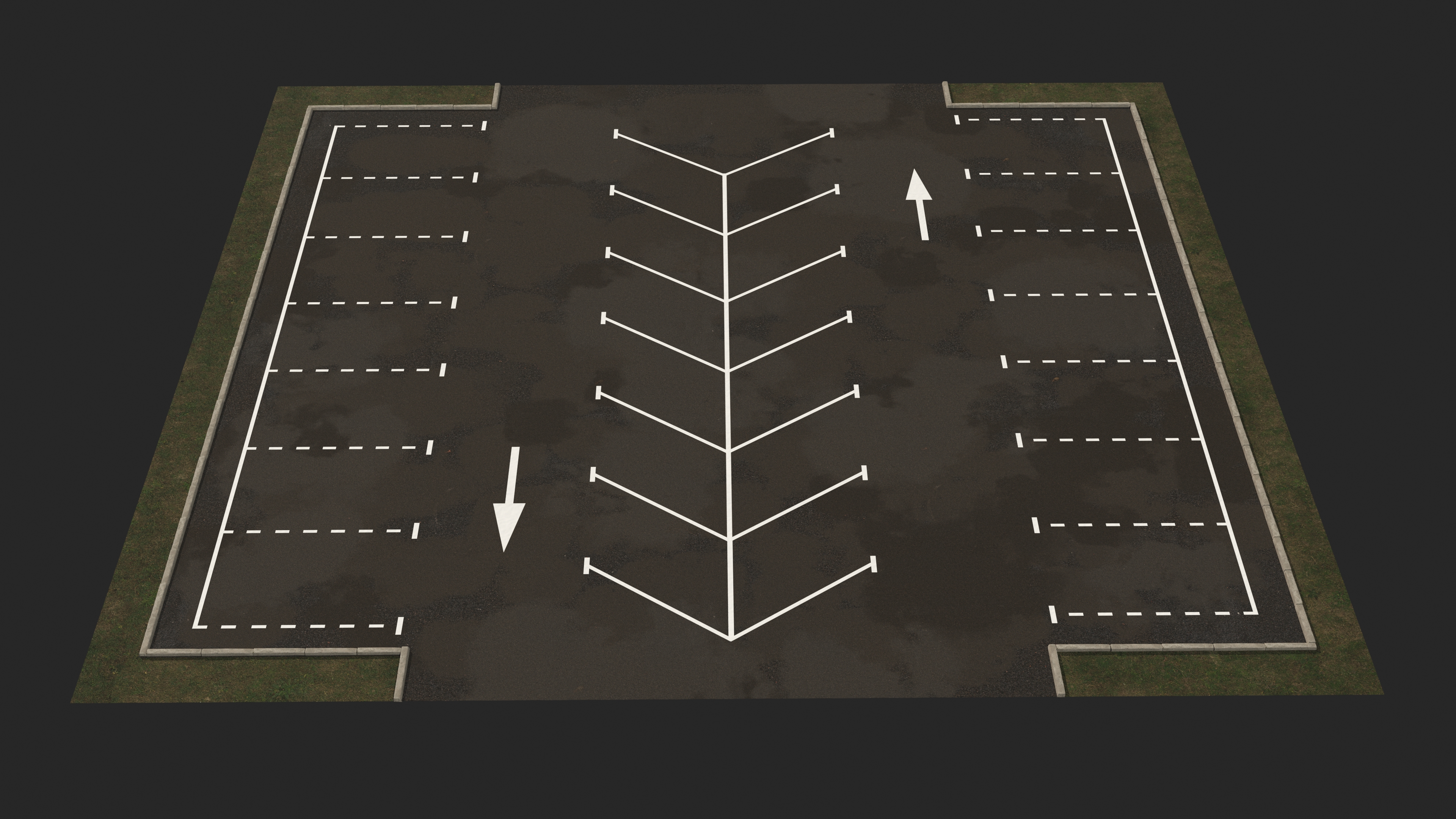 3D Empty Street Car Parking 26 Spaces New model