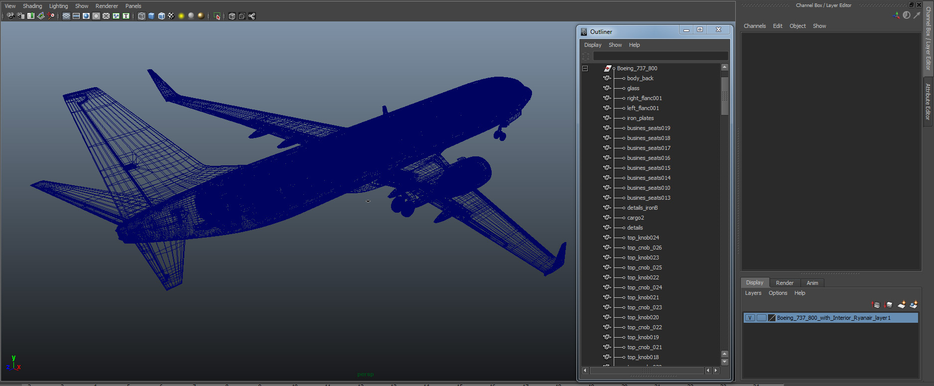 3D Boeing 737 800 with Interior Ryanair