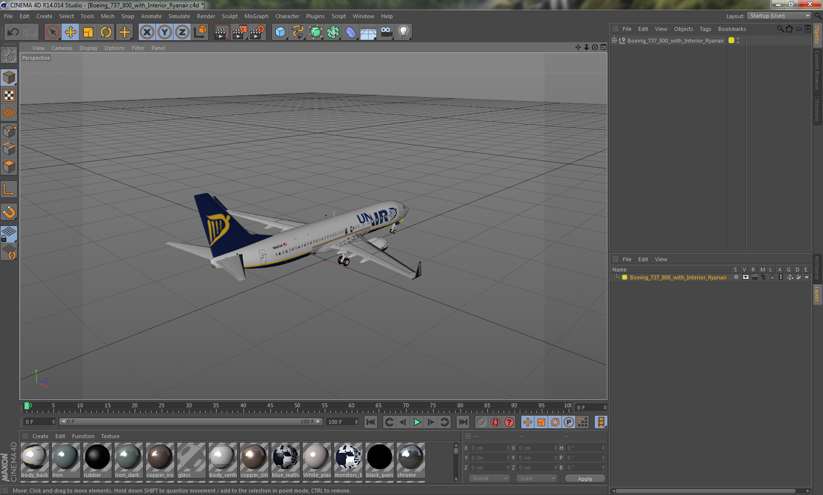 3D Boeing 737 800 with Interior Ryanair