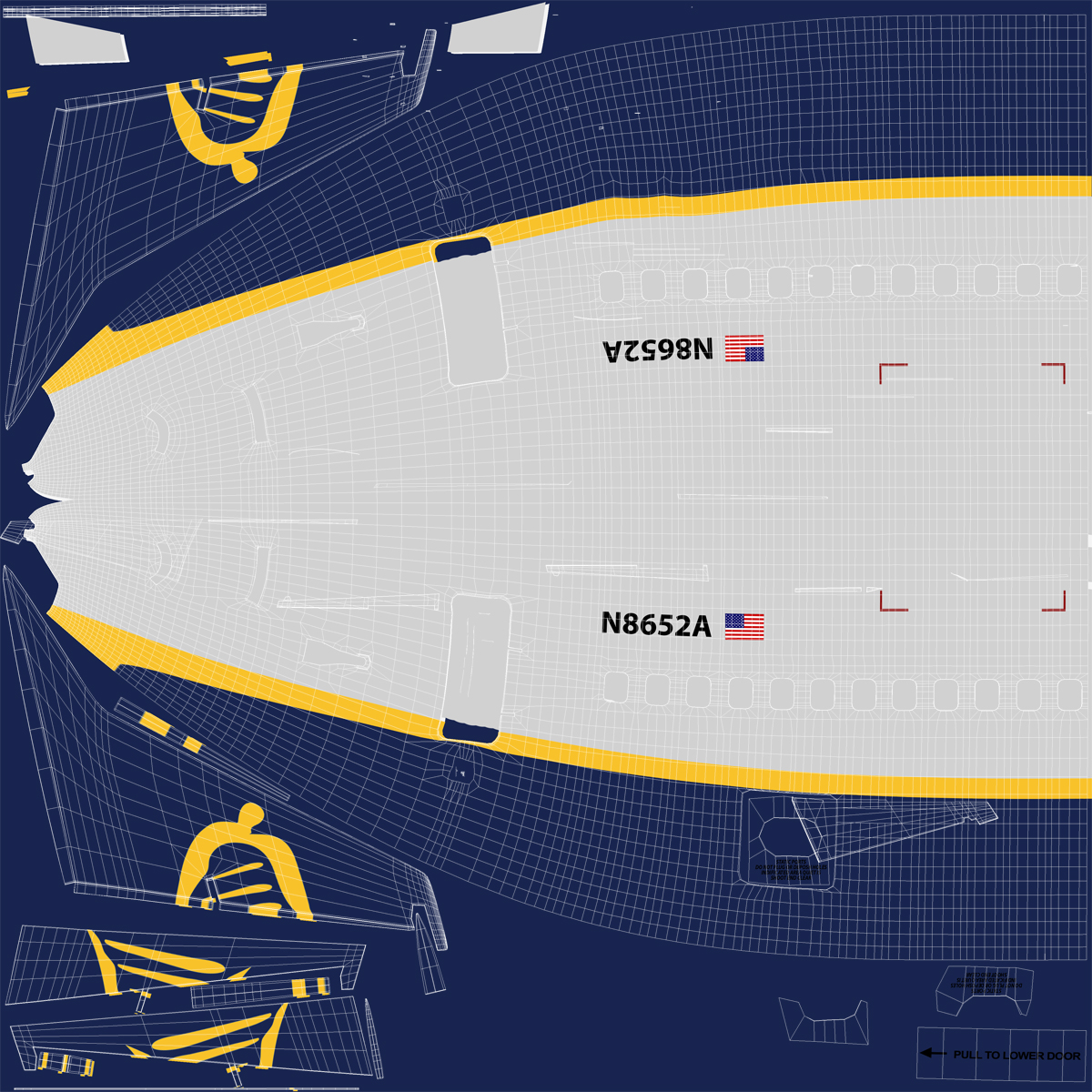 3D Boeing 737 800 with Interior Ryanair