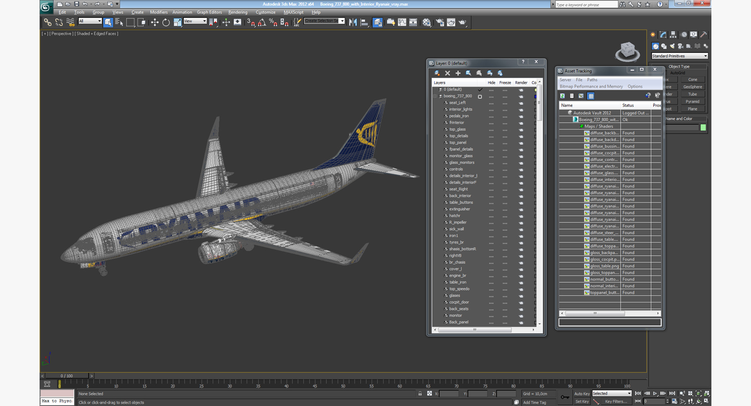 3D Boeing 737 800 with Interior Ryanair