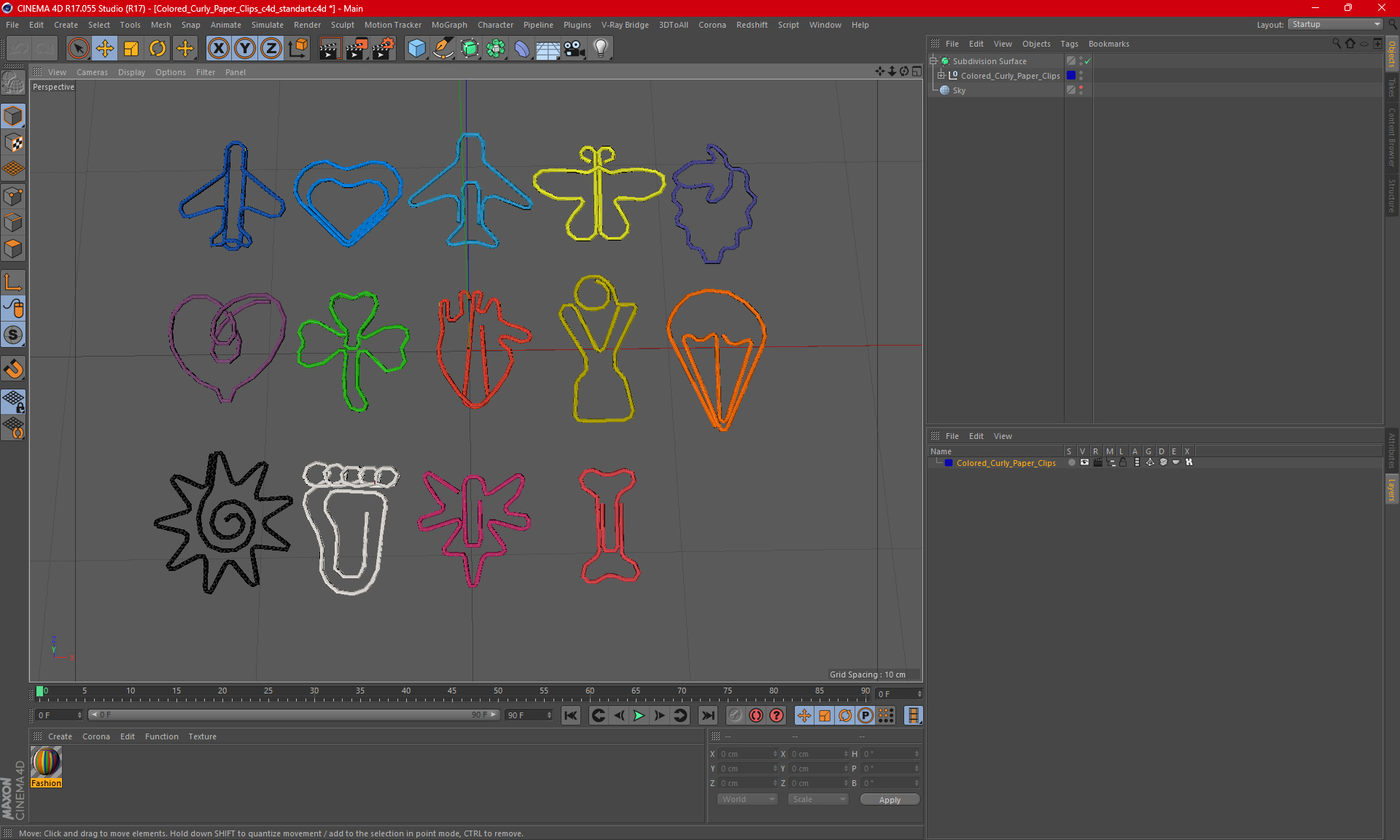 3D model Colored Curly Paper Clips