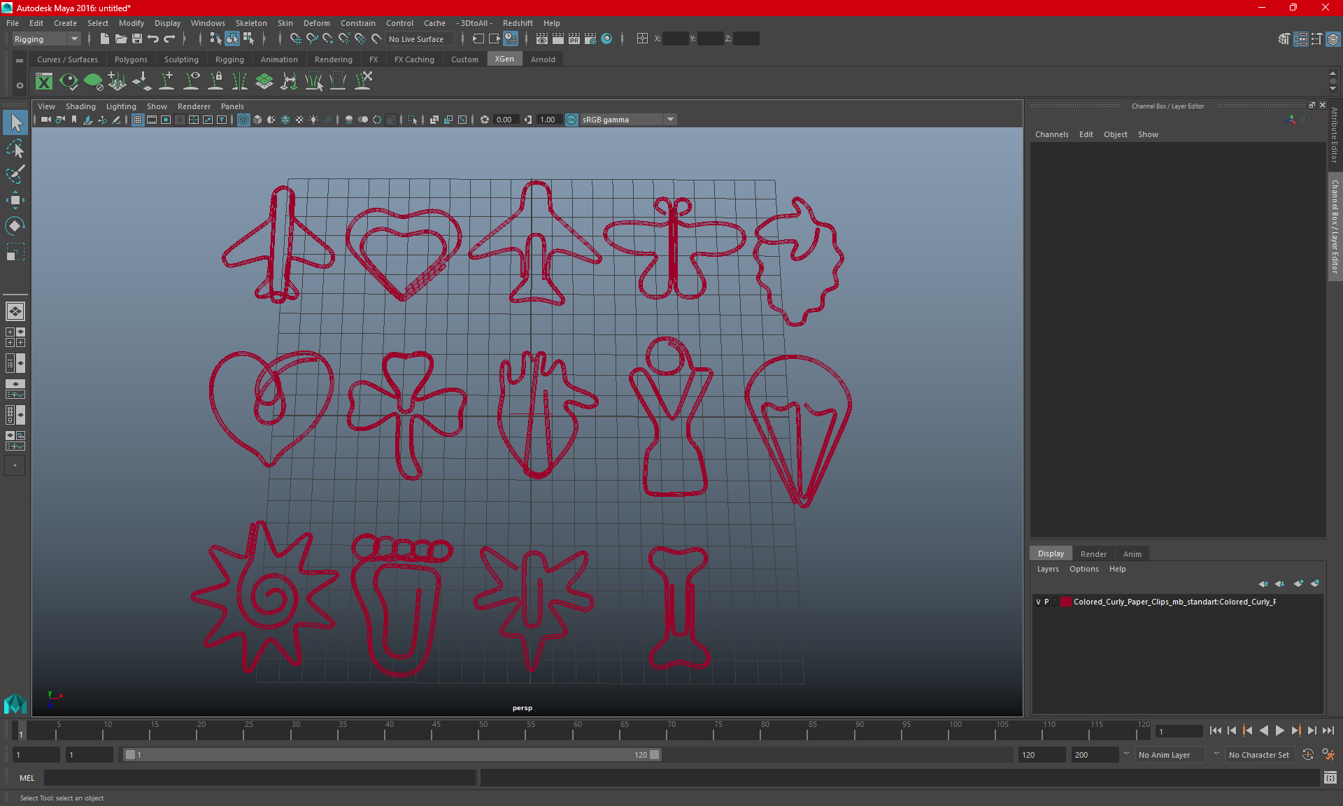 3D model Colored Curly Paper Clips