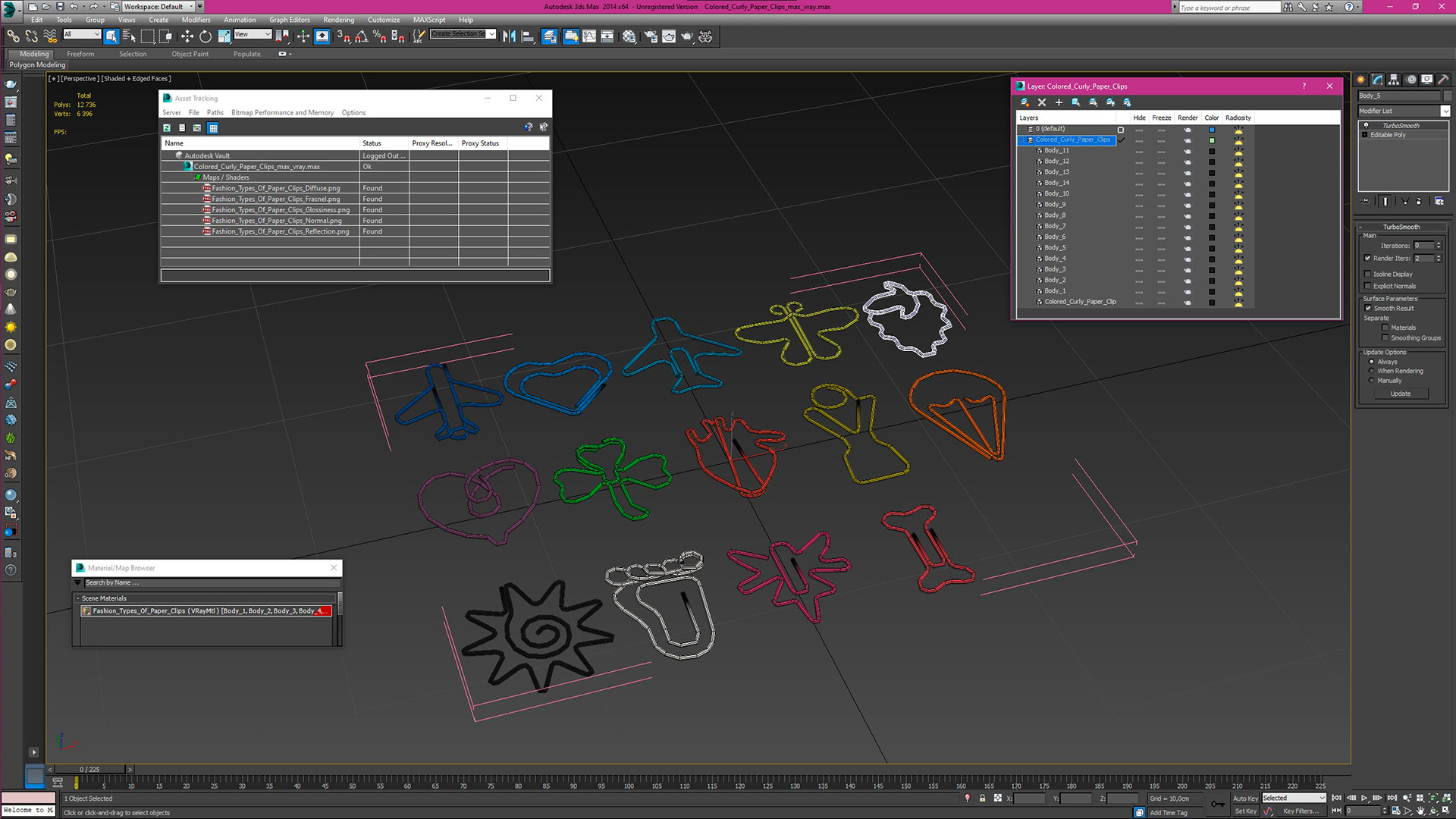 3D model Colored Curly Paper Clips