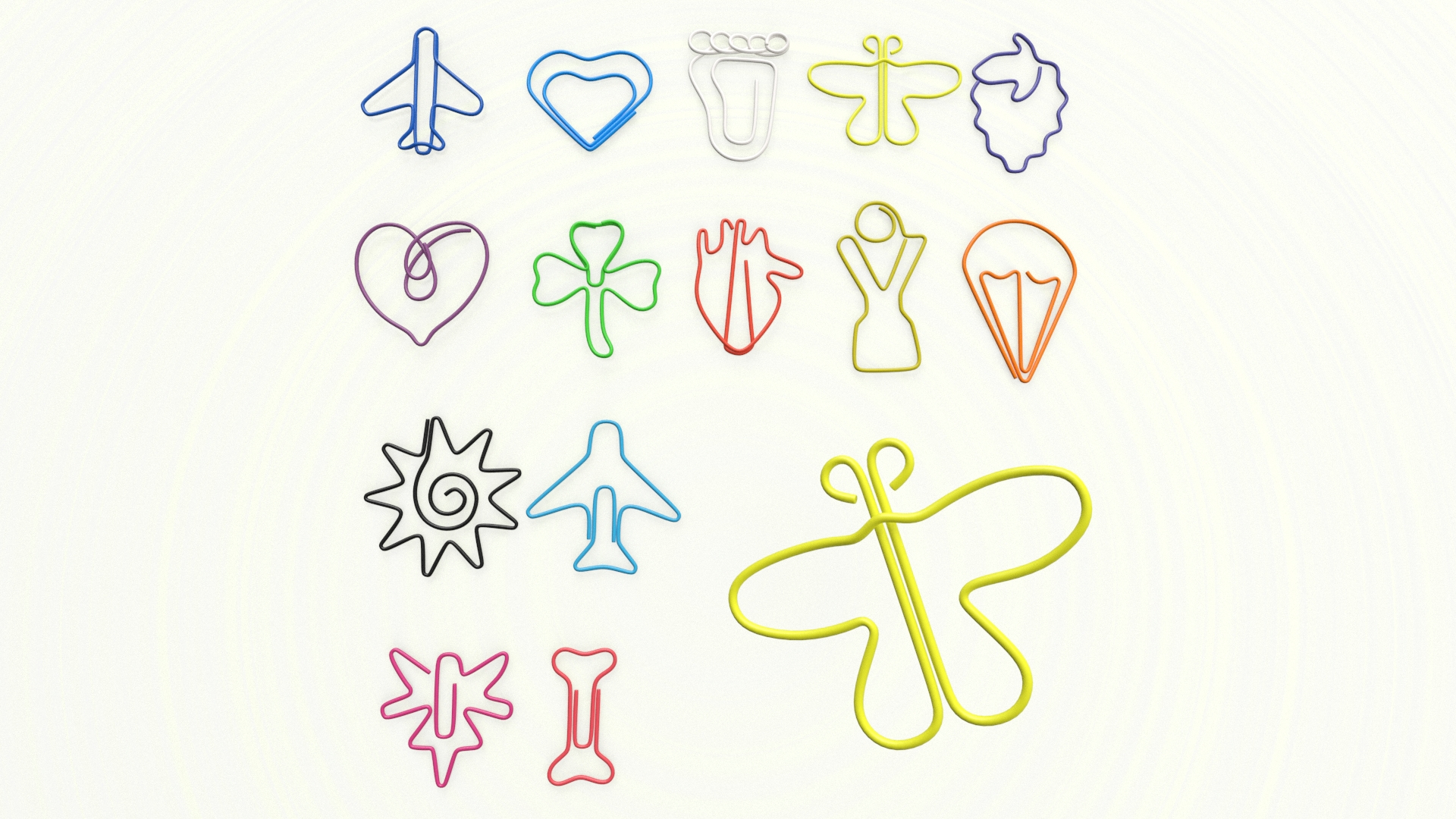 3D model Colored Curly Paper Clips