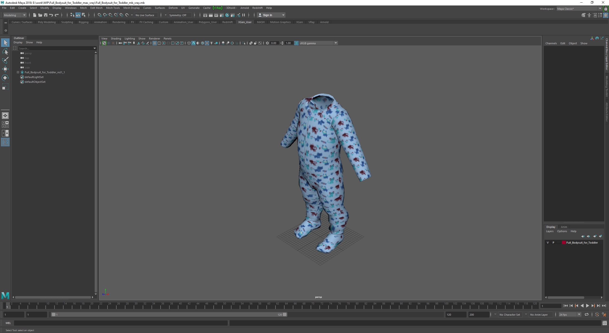 3D model Full Bodysuit for Toddler