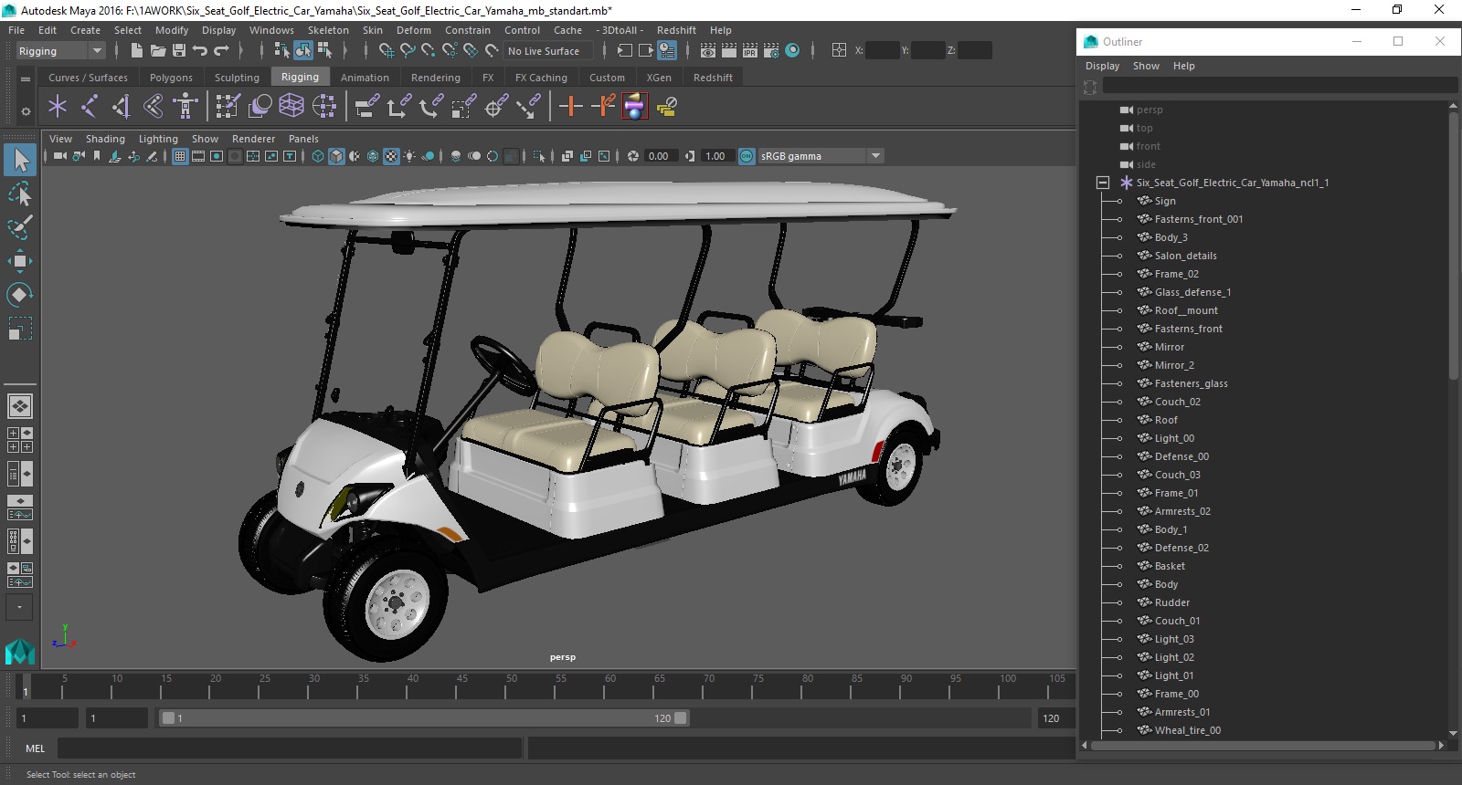 3D Six Seat Golf Electric Car Yamaha model