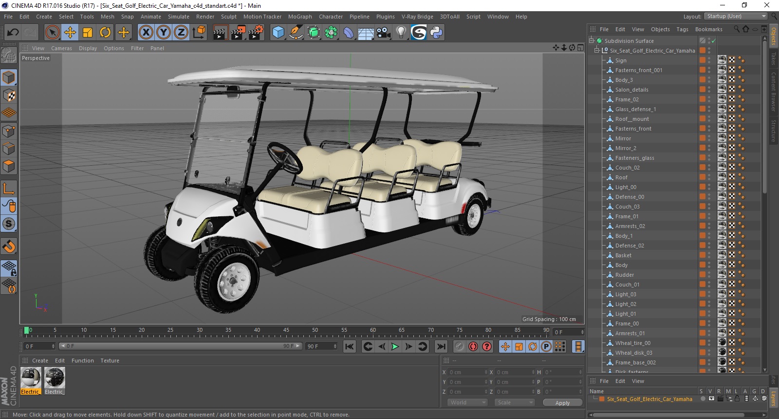 3D Six Seat Golf Electric Car Yamaha model