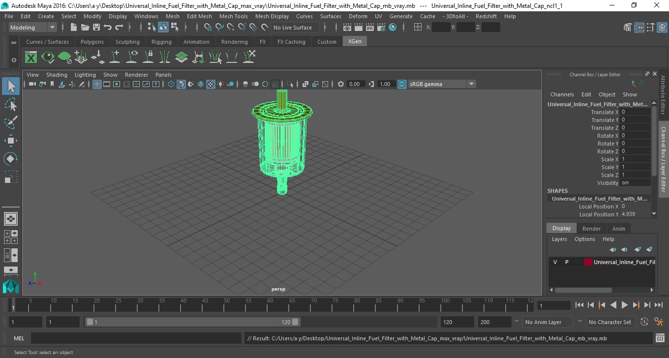 3D Universal Inline Fuel Filter with Metal Cap model