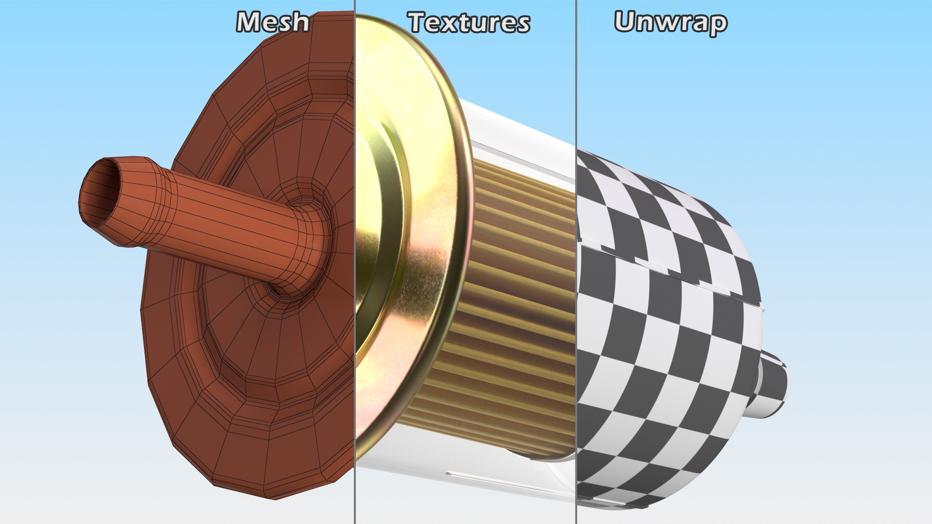 3D Universal Inline Fuel Filter with Metal Cap model