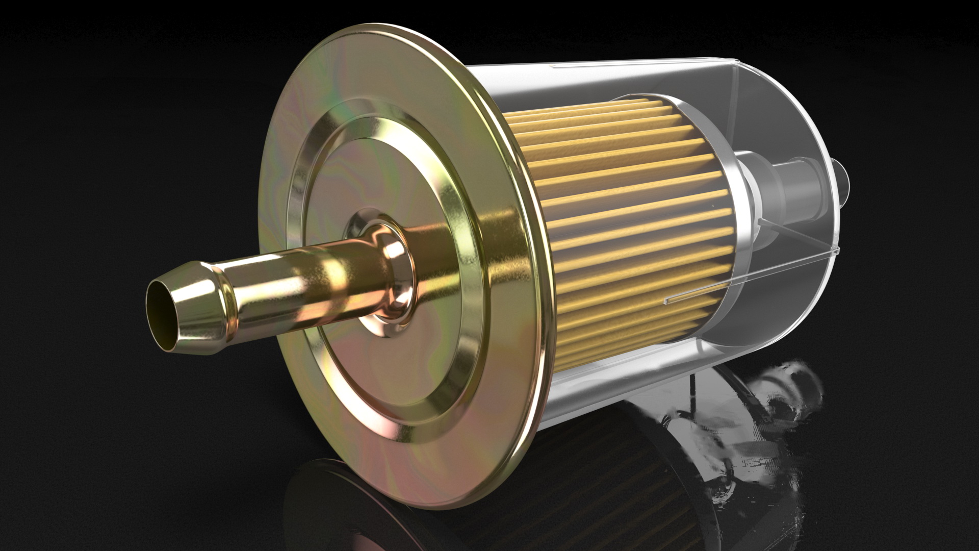 3D Universal Inline Fuel Filter with Metal Cap model