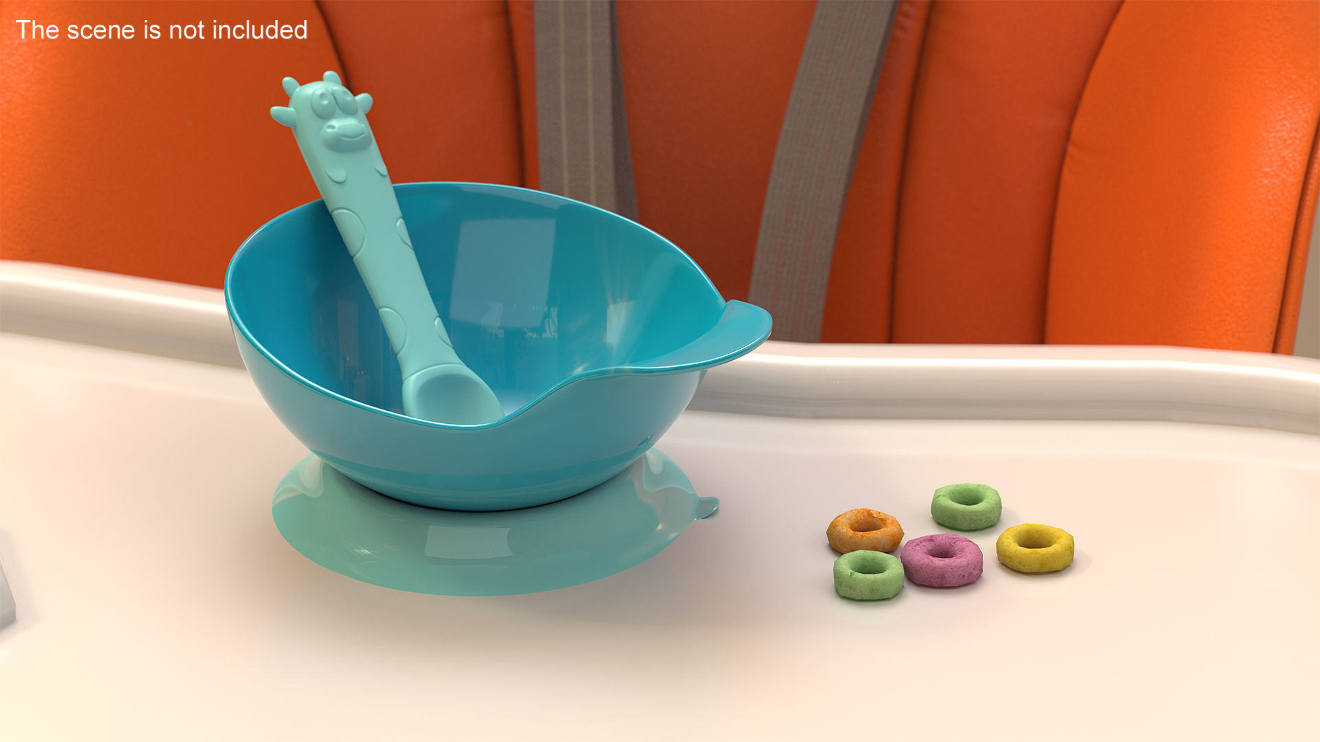 3D Blue Baby Bowl Set with Silicone Spoon model
