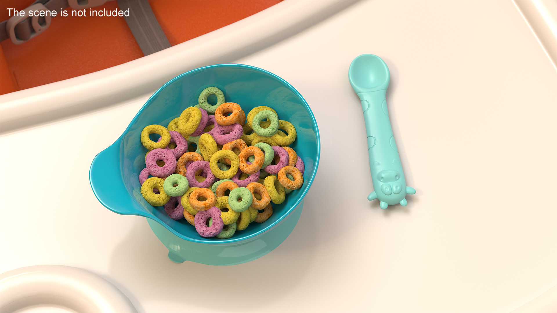 3D Blue Baby Bowl Set with Silicone Spoon model