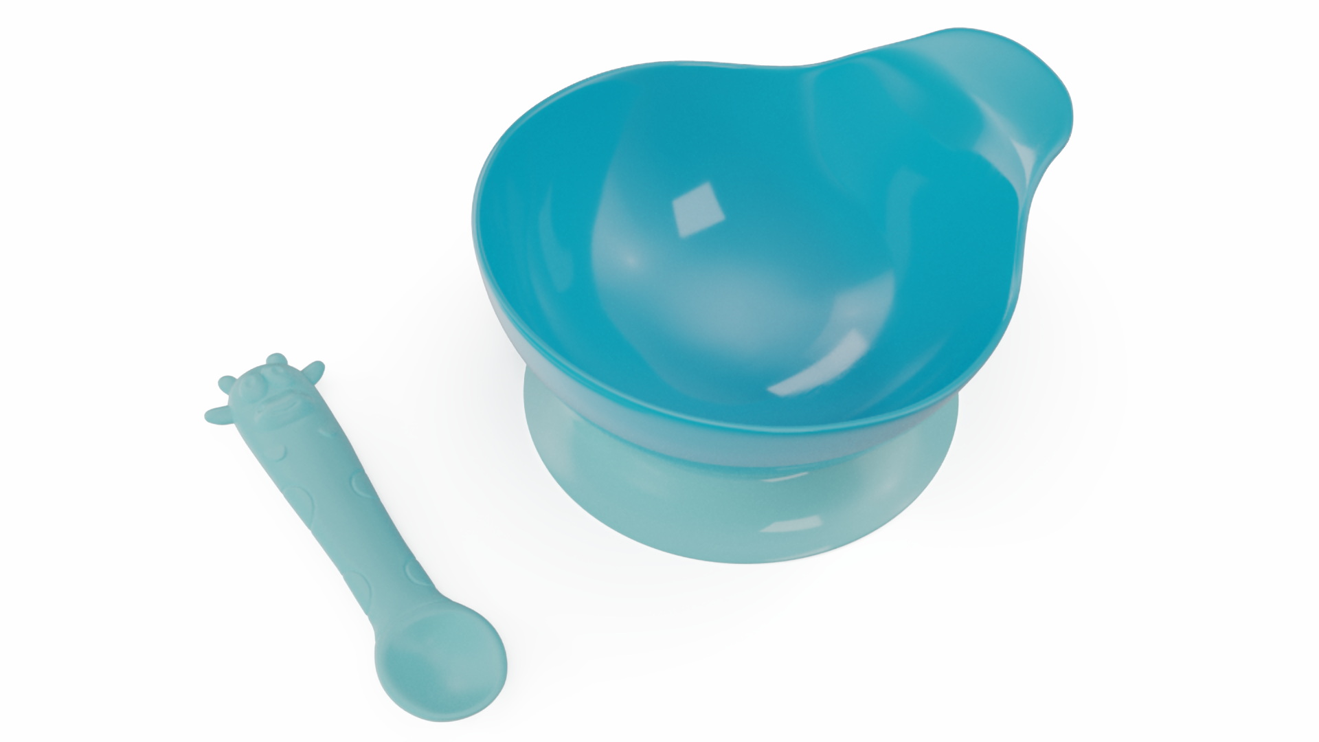 3D Blue Baby Bowl Set with Silicone Spoon model