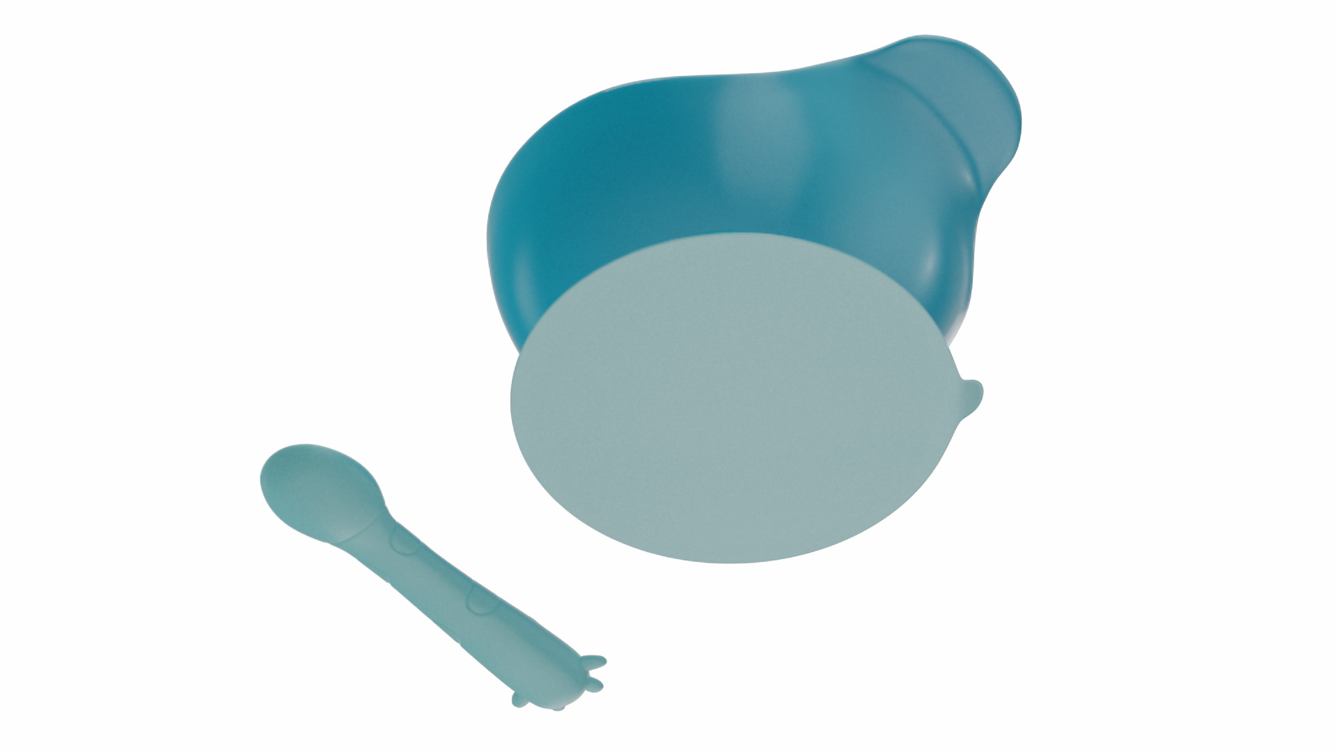 3D Blue Baby Bowl Set with Silicone Spoon model