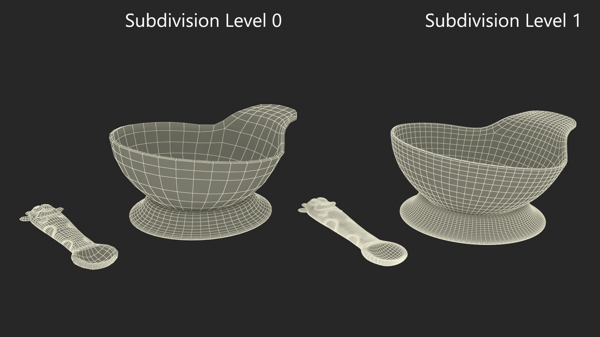 3D Blue Baby Bowl Set with Silicone Spoon model
