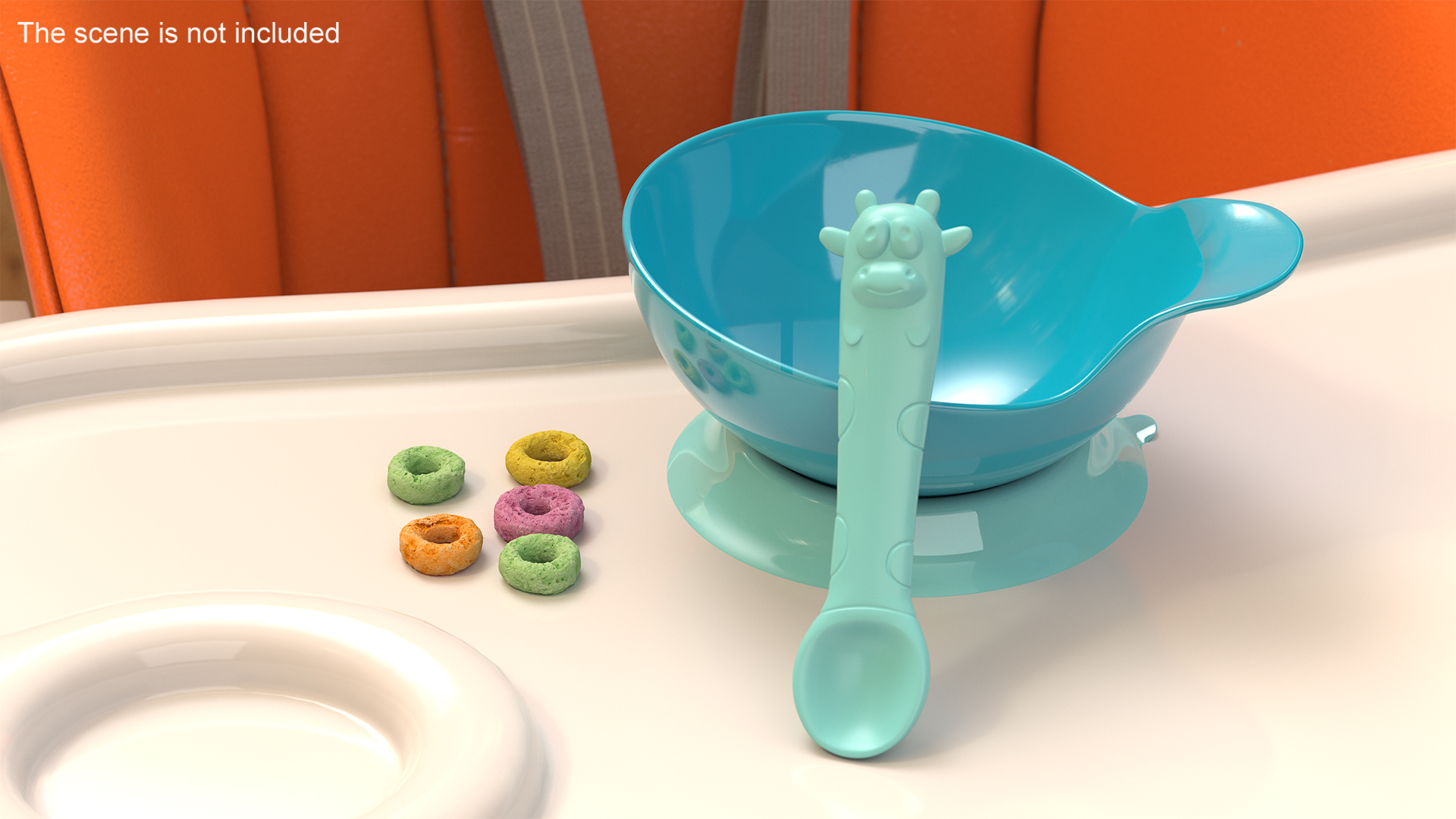 3D Blue Baby Bowl Set with Silicone Spoon model