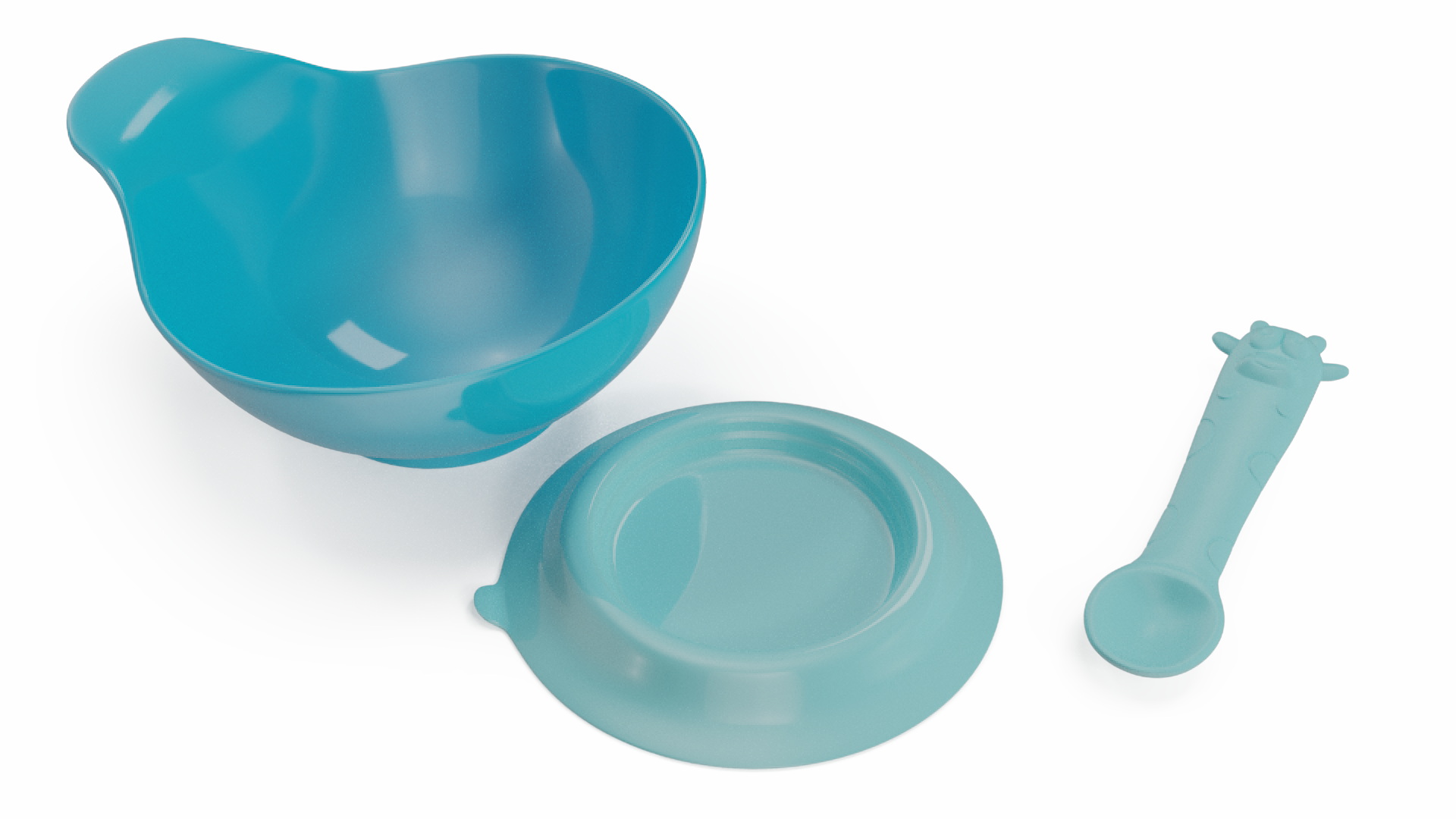 3D Blue Baby Bowl Set with Silicone Spoon model