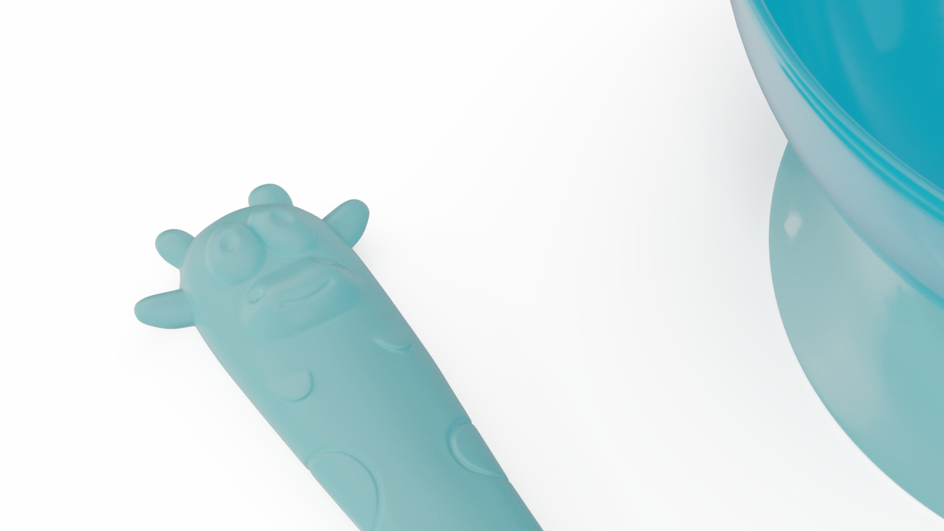 3D Blue Baby Bowl Set with Silicone Spoon model