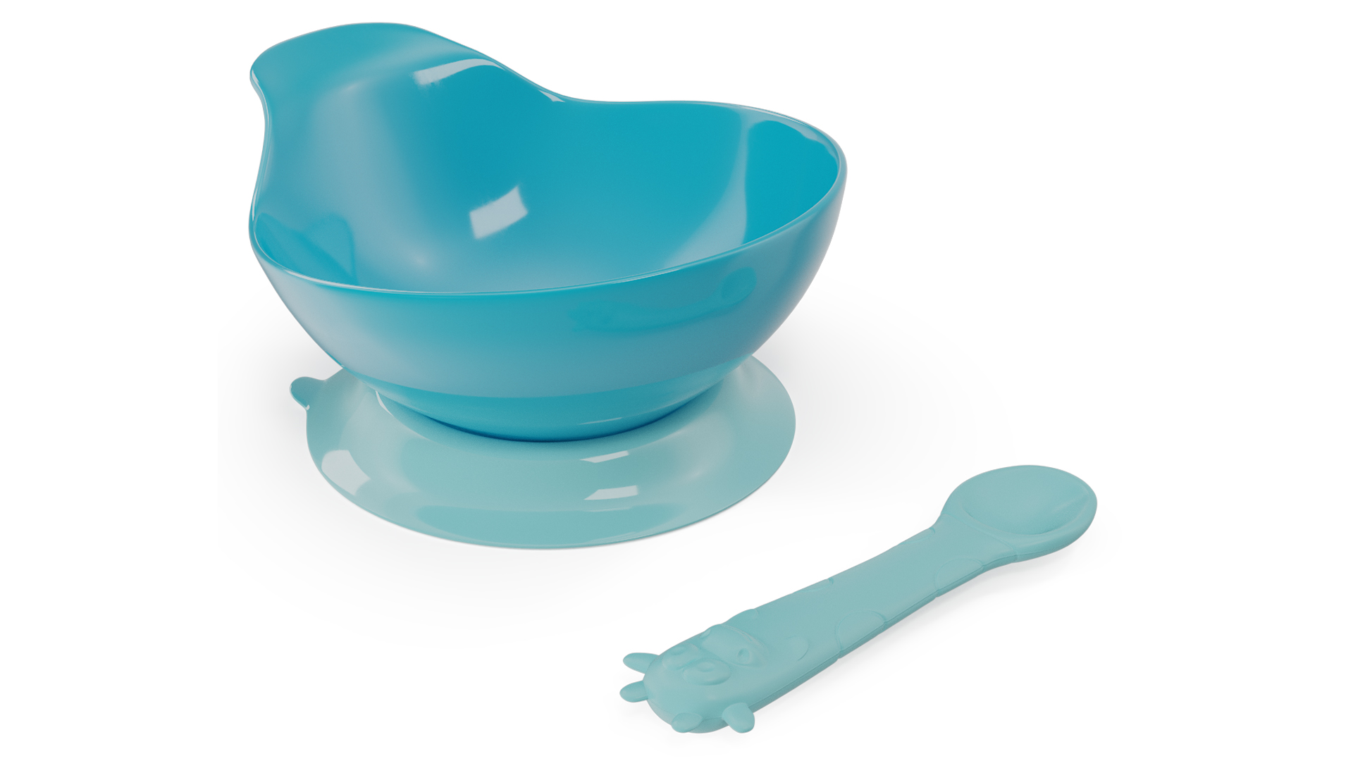 3D Blue Baby Bowl Set with Silicone Spoon model