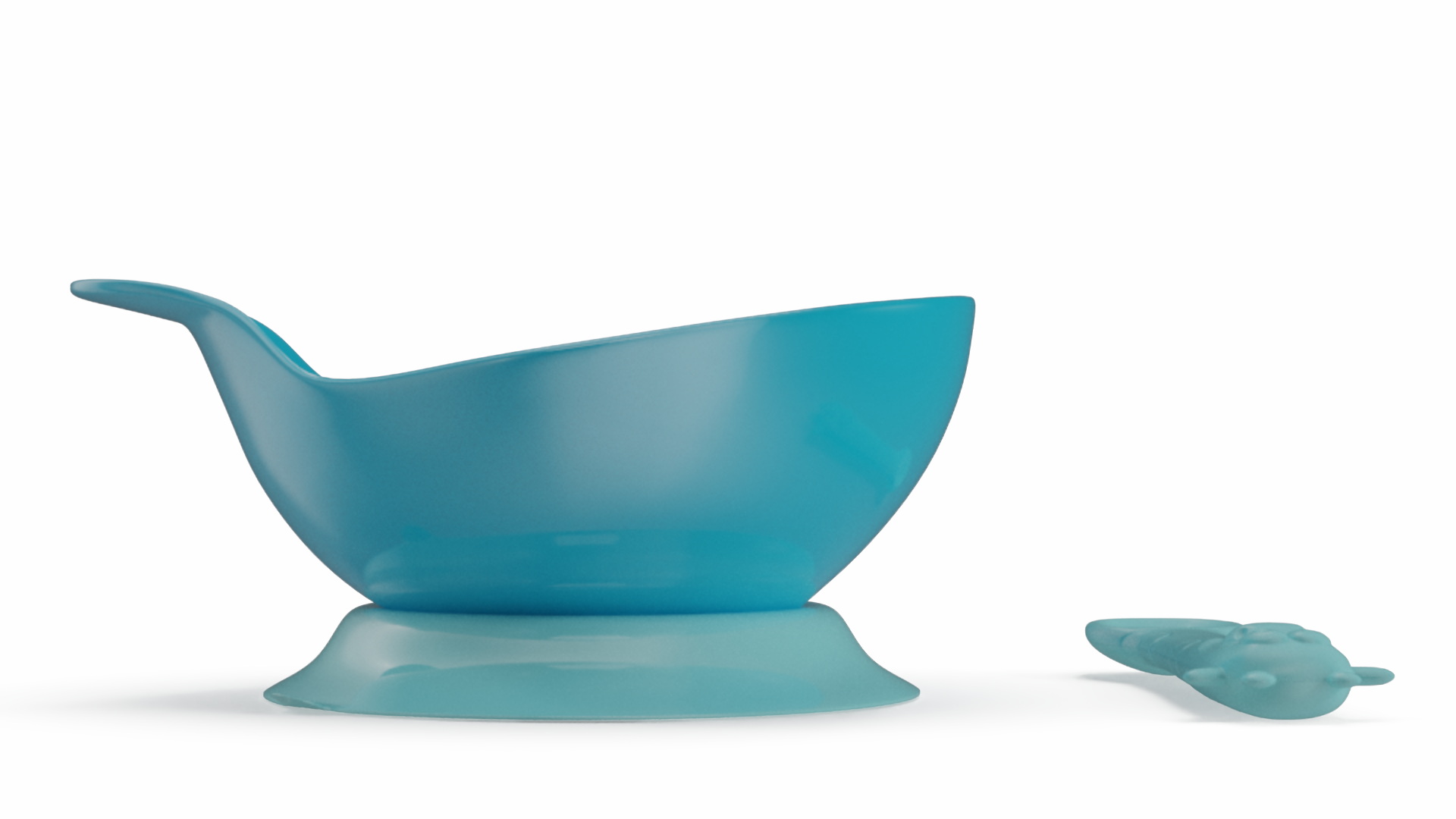 3D Blue Baby Bowl Set with Silicone Spoon model