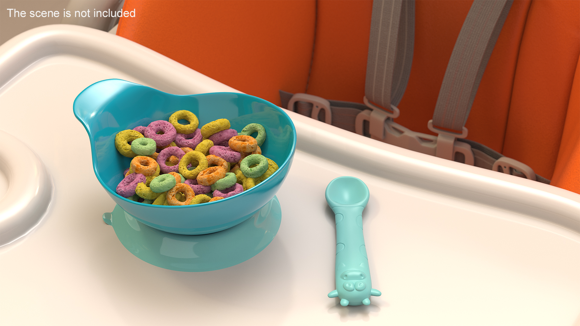 3D Blue Baby Bowl Set with Silicone Spoon model